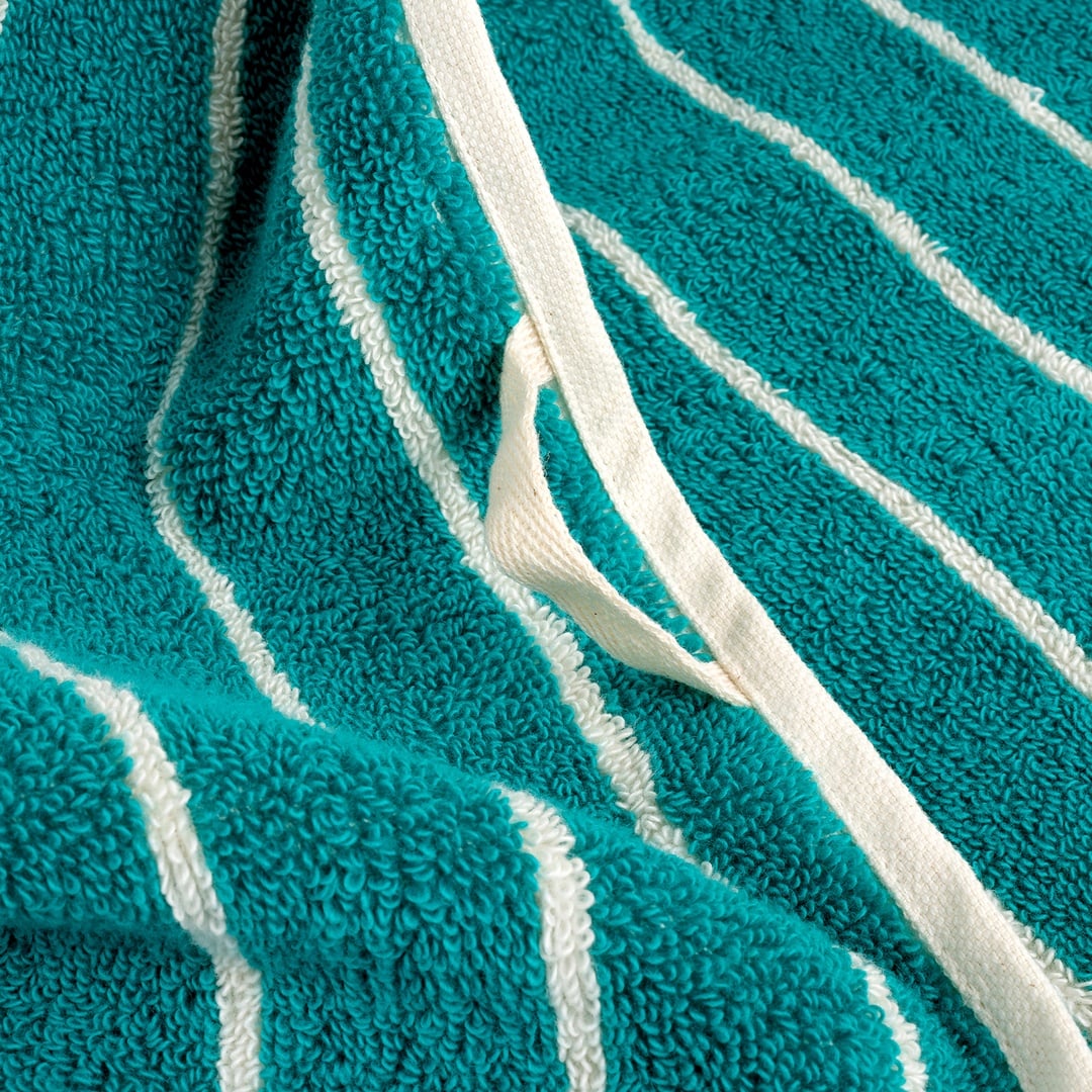 Solıd Geniş Çizgili İplik Boyalı Pamuk %100 Pamuk Banyo Havlusu 90x150 Cm Koyu Yeşil