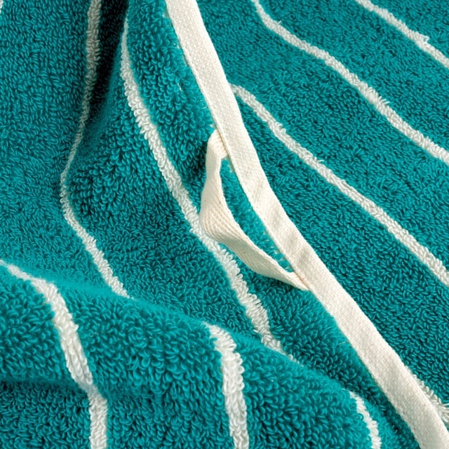 Solıd Geniş Çizgili İplik Boyalı Pamuk %100 Pamuk Banyo Havlusu 90x150 Cm Koyu Yeşil