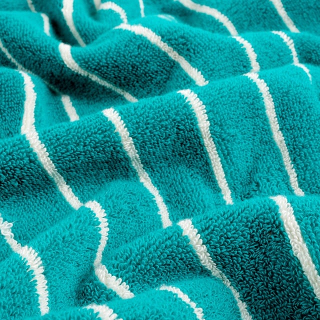 Solıd Geniş Çizgili İplik Boyalı Pamuk %100 Pamuk Banyo Havlusu 90x150 Cm Koyu Yeşil