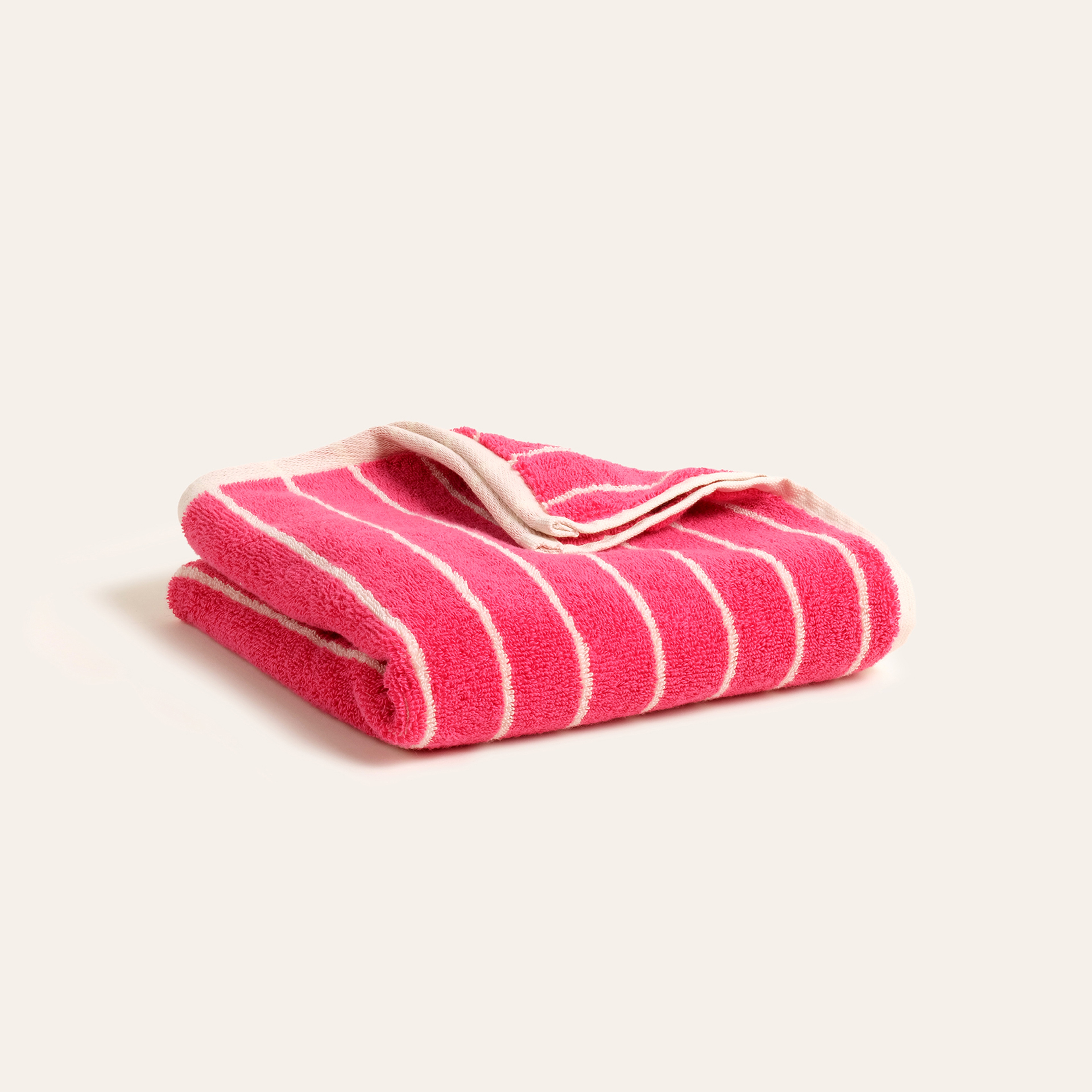 Solıd Geniş Çizgili İplik Boyalı Pamuk %100 Pamuk Yüz Havlusu 50x90 Cm Fuşya