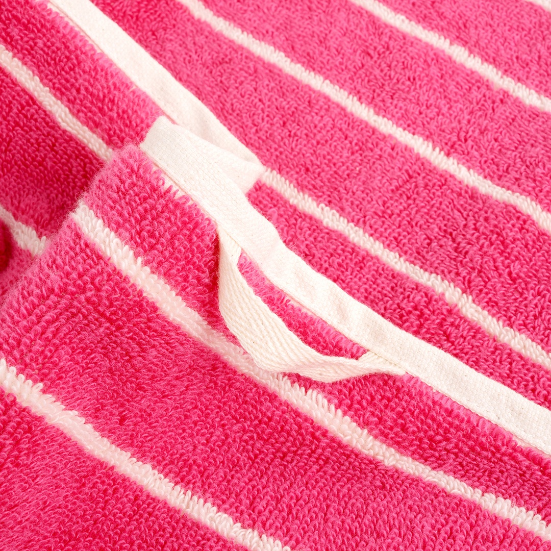 Solıd Geniş Çizgili İplik Boyalı Pamuk %100 Pamuk Yüz Havlusu 50x90 Cm Fuşya