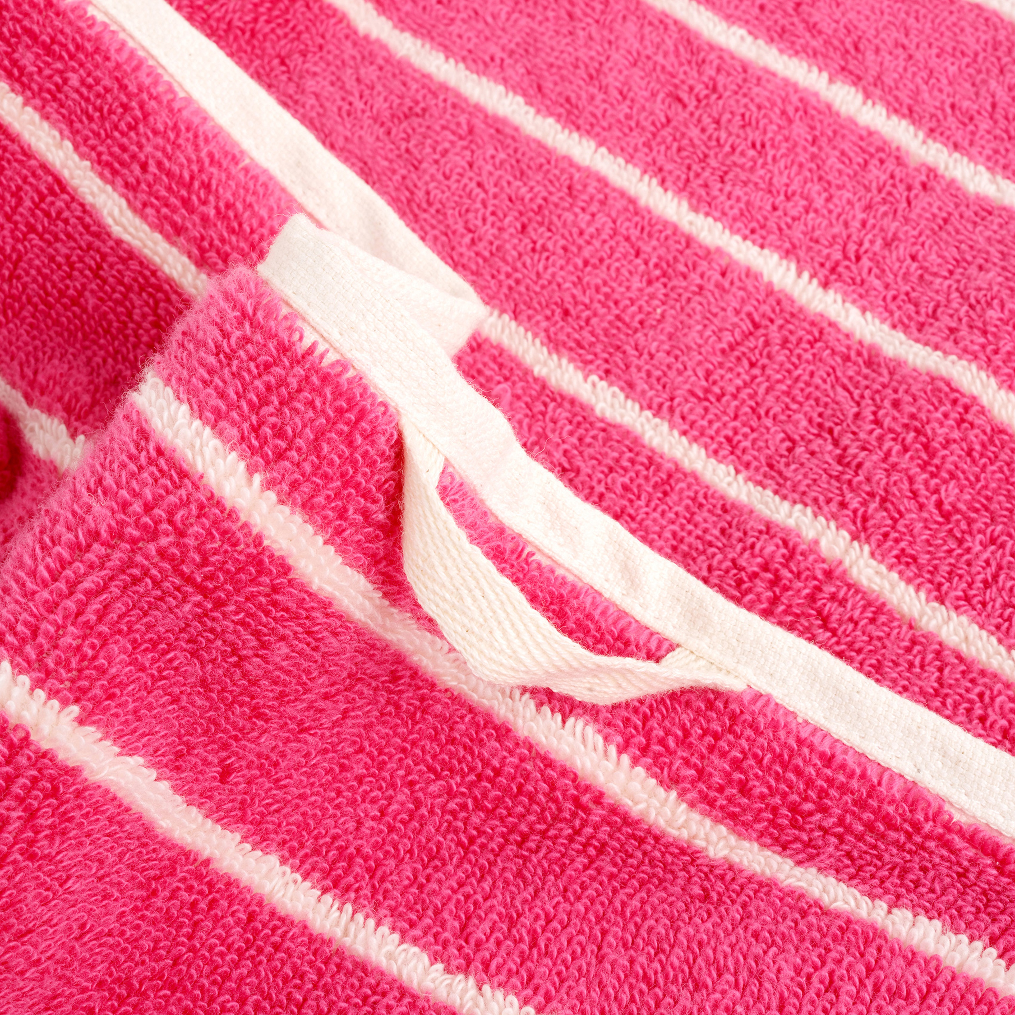 Solıd Geniş Çizgili İplik Boyalı Pamuk %100 Pamuk Yüz Havlusu 50x90 Cm Fuşya