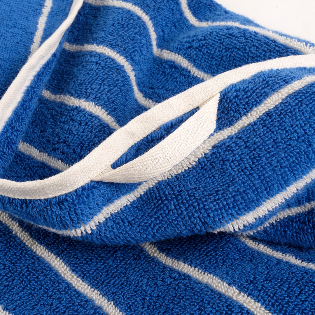 Solıd Geniş Çizgili İplik Boyalı Pamuk %100 Pamuk Banyo Havlusu 90x150 Cm Koyu Mavi