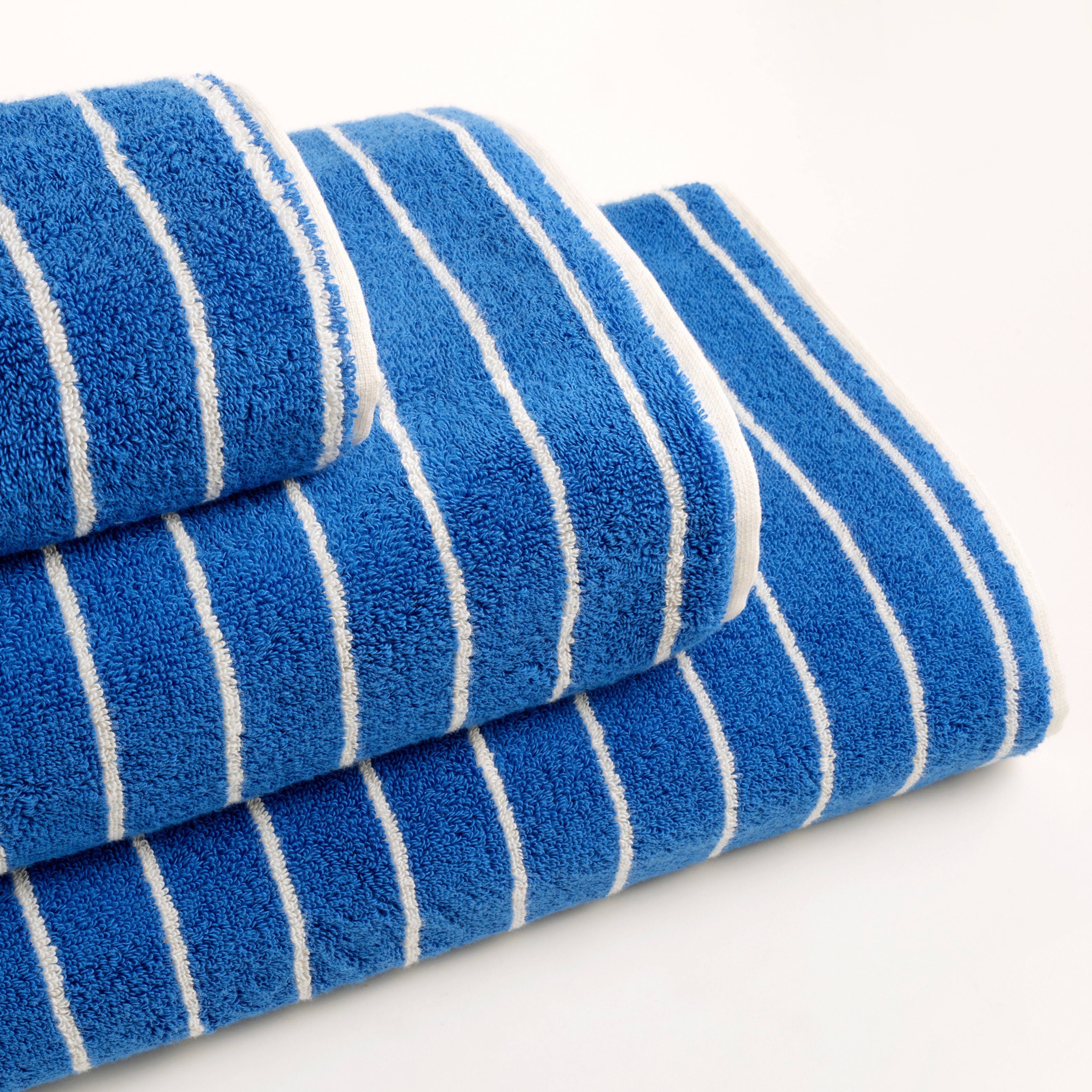 Solıd Geniş Çizgili İplik Boyalı Pamuk %100 Pamuk Yüz Havlusu 50x90 Cm Koyu Mavi