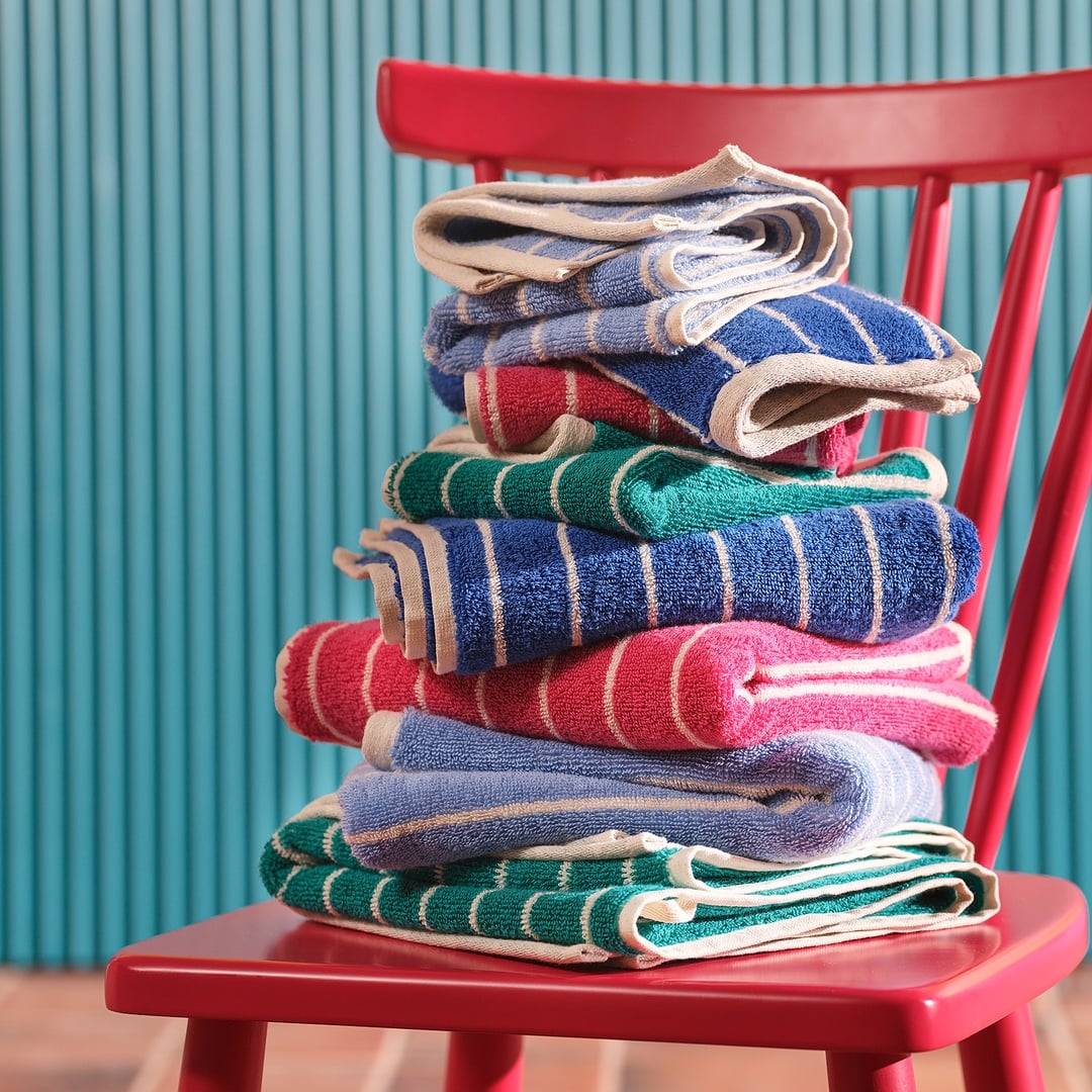 Solıd Geniş Çizgili İplik Boyalı Pamuk %100 Pamuk Yüz Havlusu 50x90 Cm Koyu Mavi