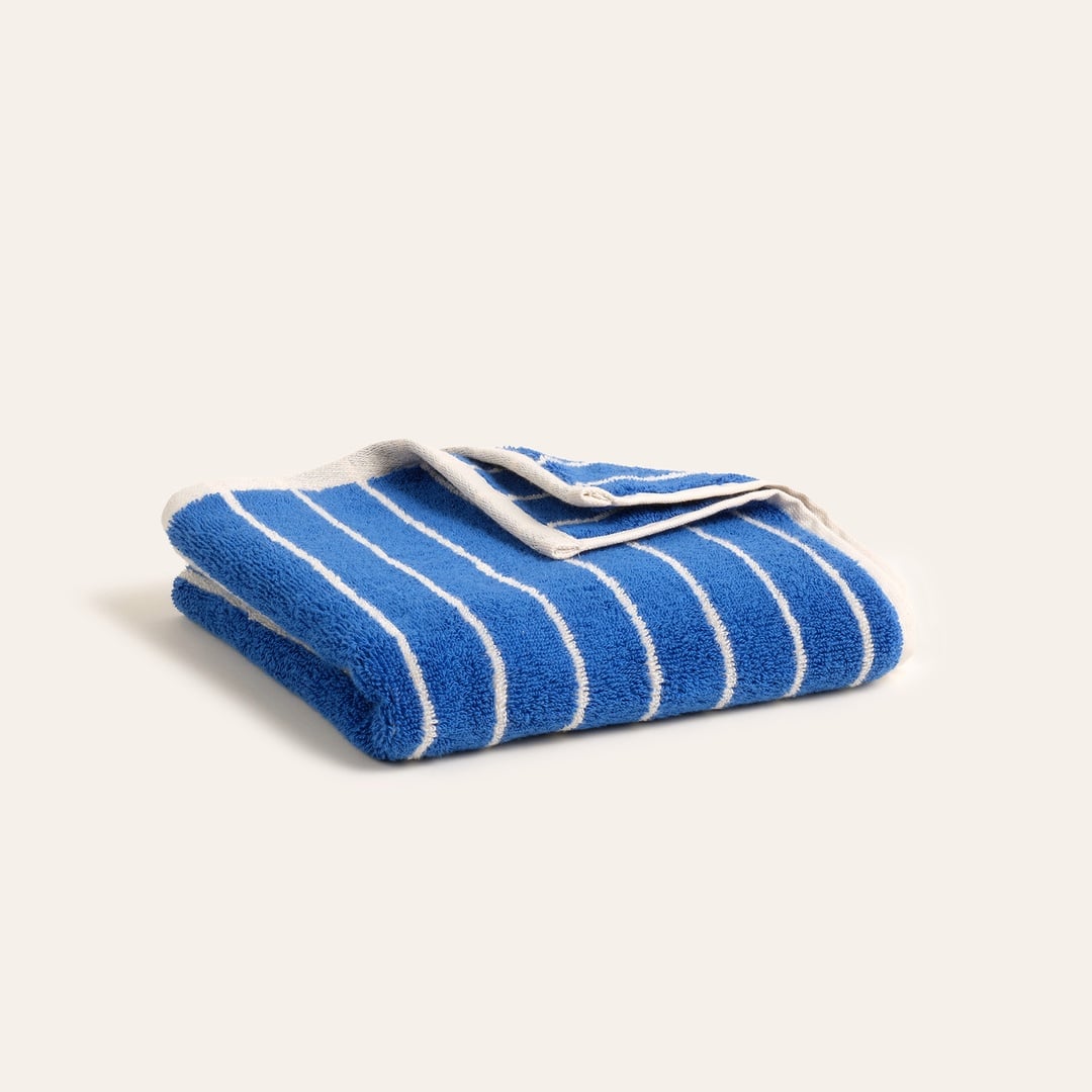 Solıd Geniş Çizgili İplik Boyalı Pamuk %100 Pamuk Yüz Havlusu 50x90 Cm Koyu Mavi