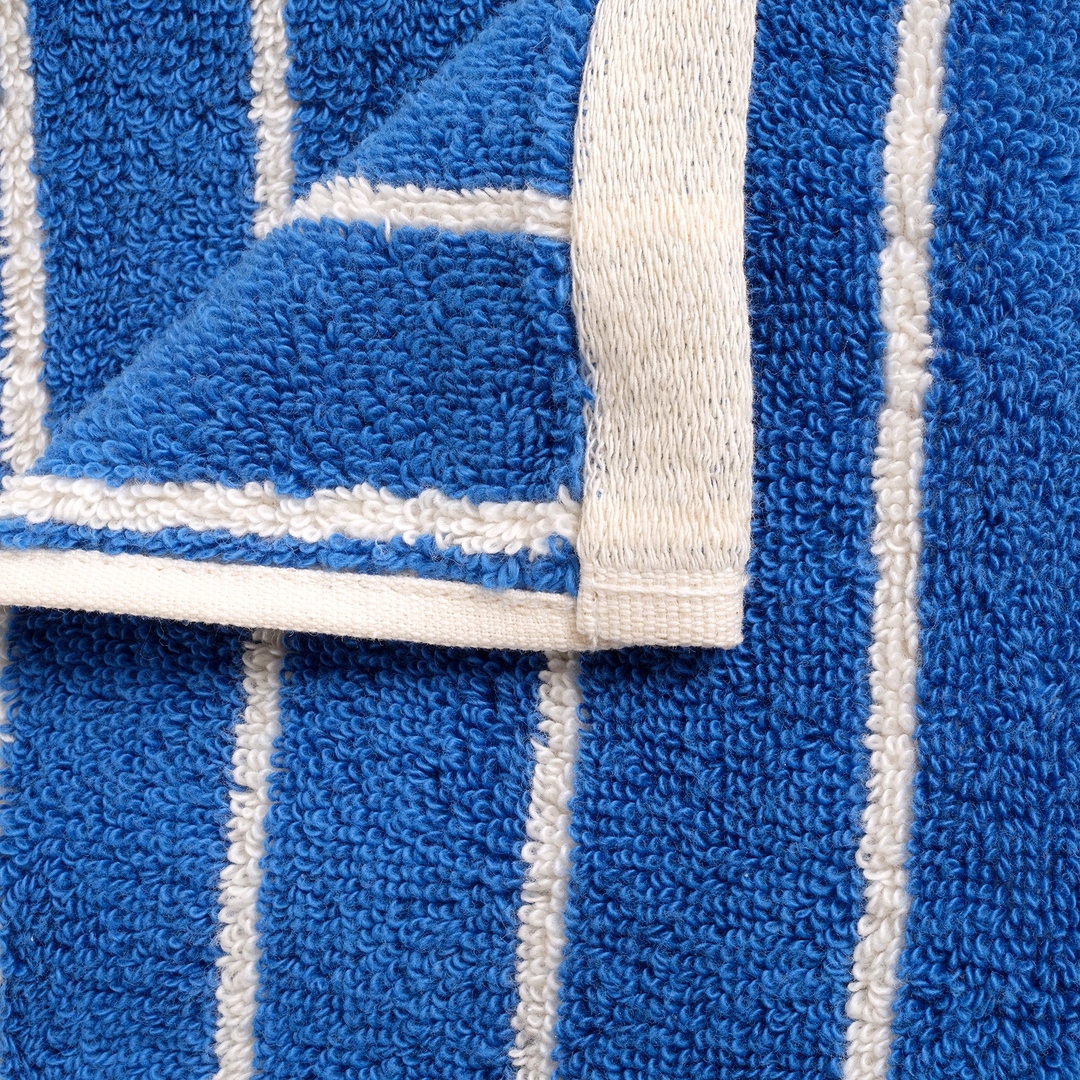 Solıd Geniş Çizgili İplik Boyalı Pamuk %100 Pamuk El Havlusu 30x50 Cm Koyu Mavi