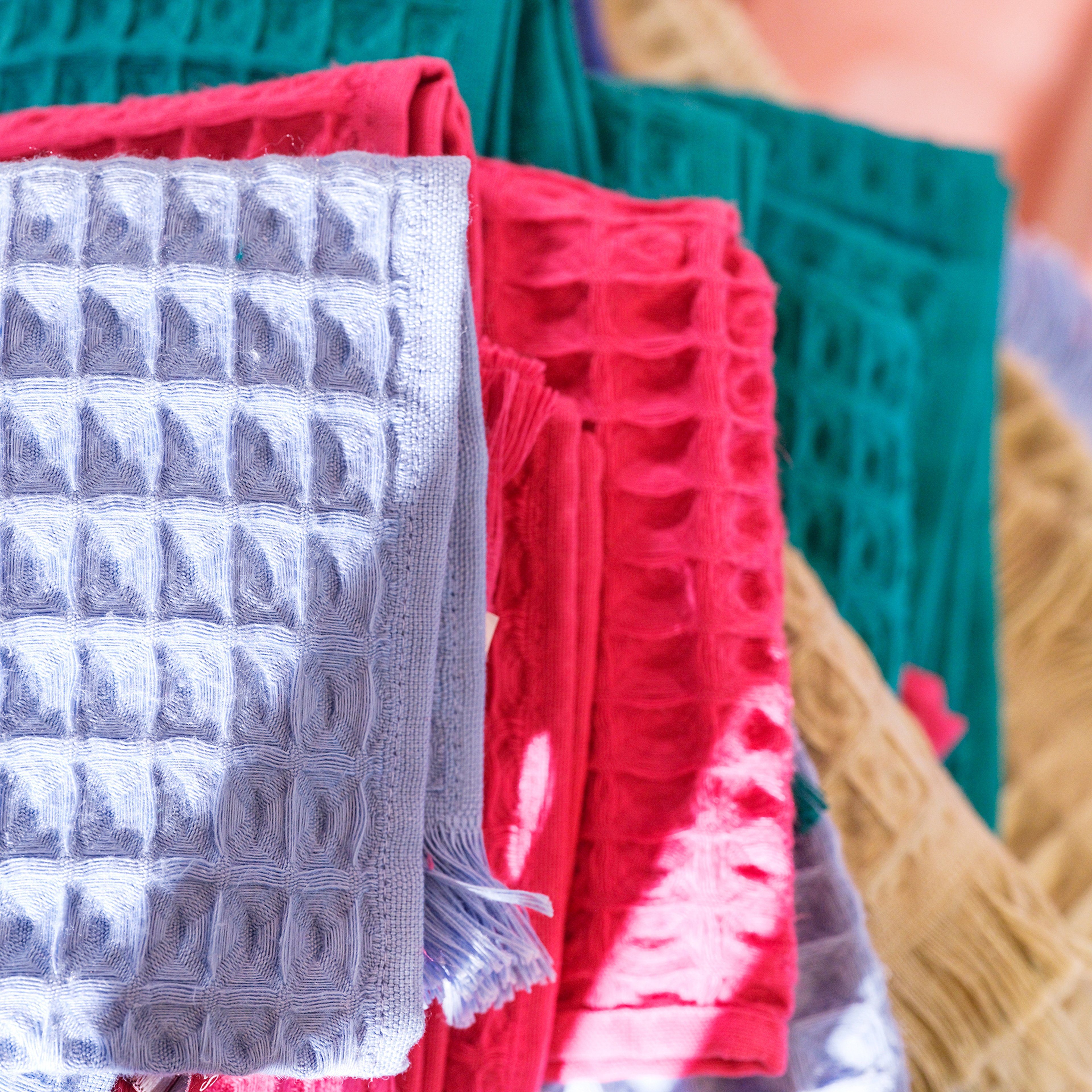 Solıd Waffle Pamuk Modal Pamuklu Yüz Havlusu 50x90 Cm Mavi