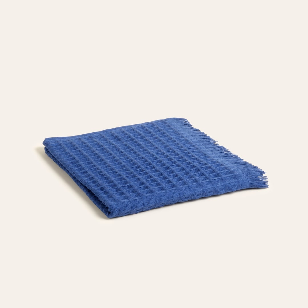 Solıd Waffle Pamuk Modal Pamuklu Yüz Havlusu 50x90 Cm Koyu Mavi