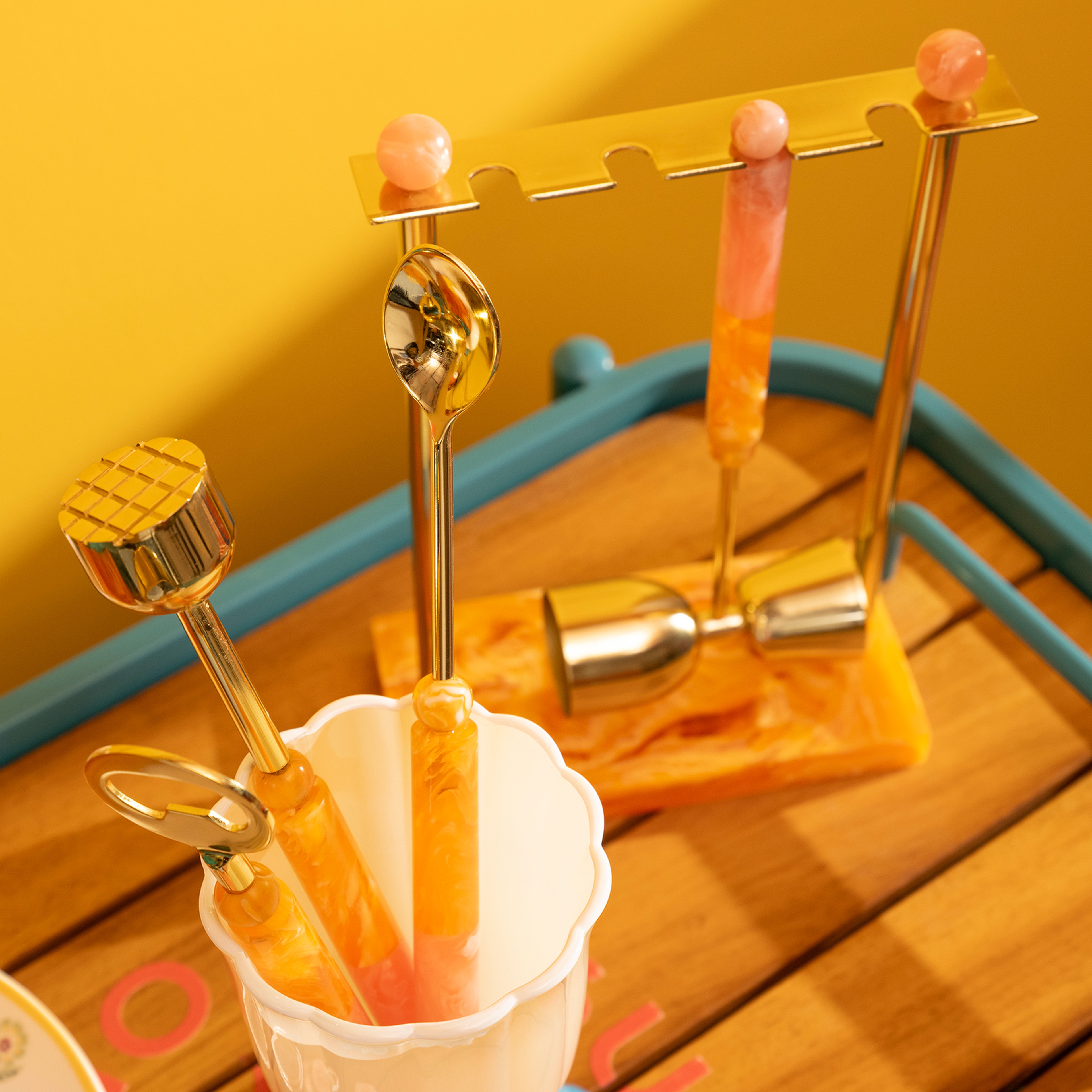 Tanda Çelik Bar Aksesuarları 17x8x26 Cm Turuncu - Pembe