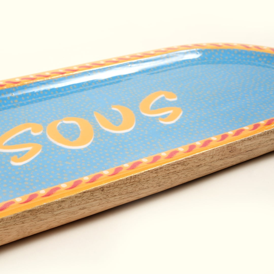 Lakrı Mango Ağacı Sunum Tahtası 45x18x2 Cm Mavi