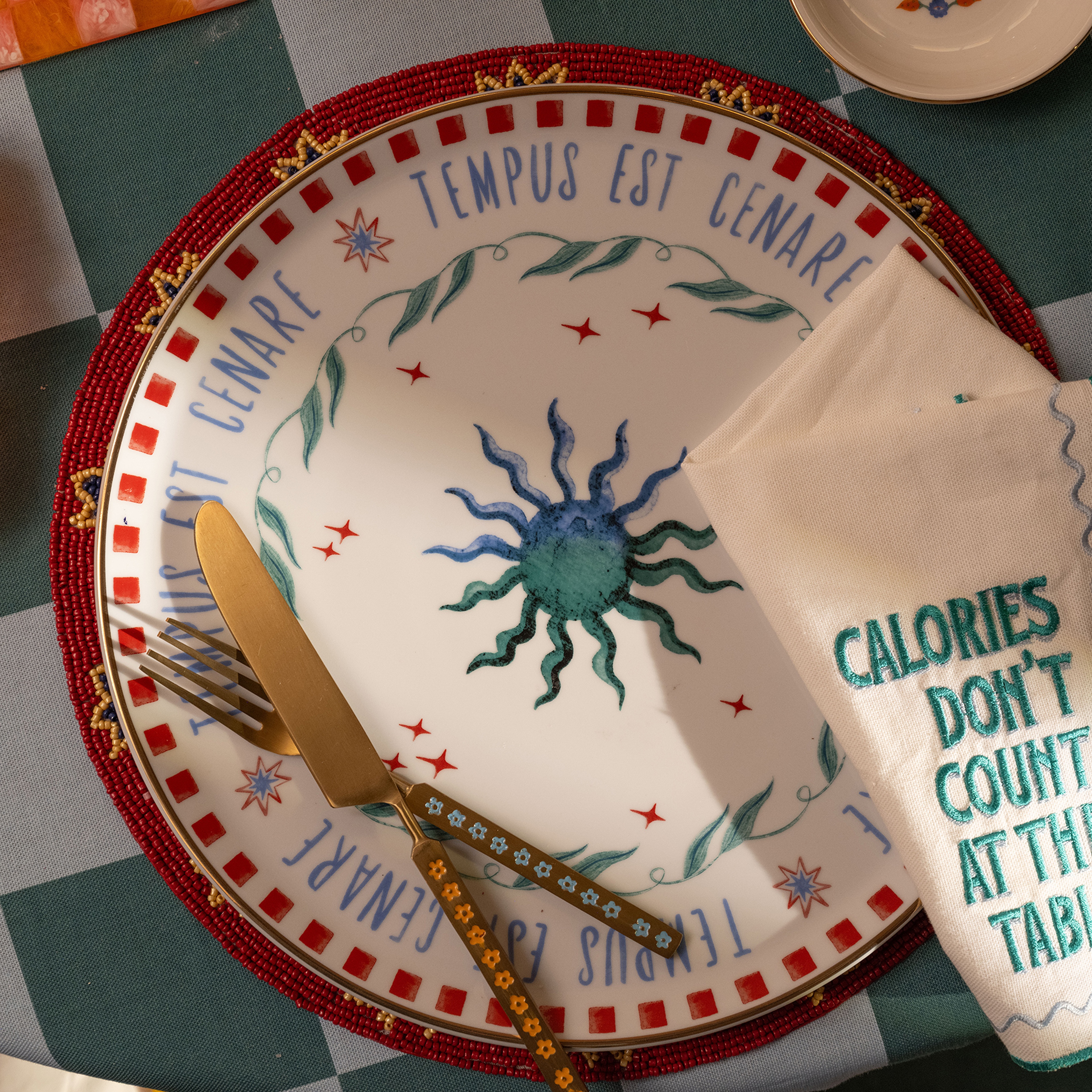 Lublın Porselen Pizza Tabağı 33x33x1.5 Cm Mavi - Yeşil