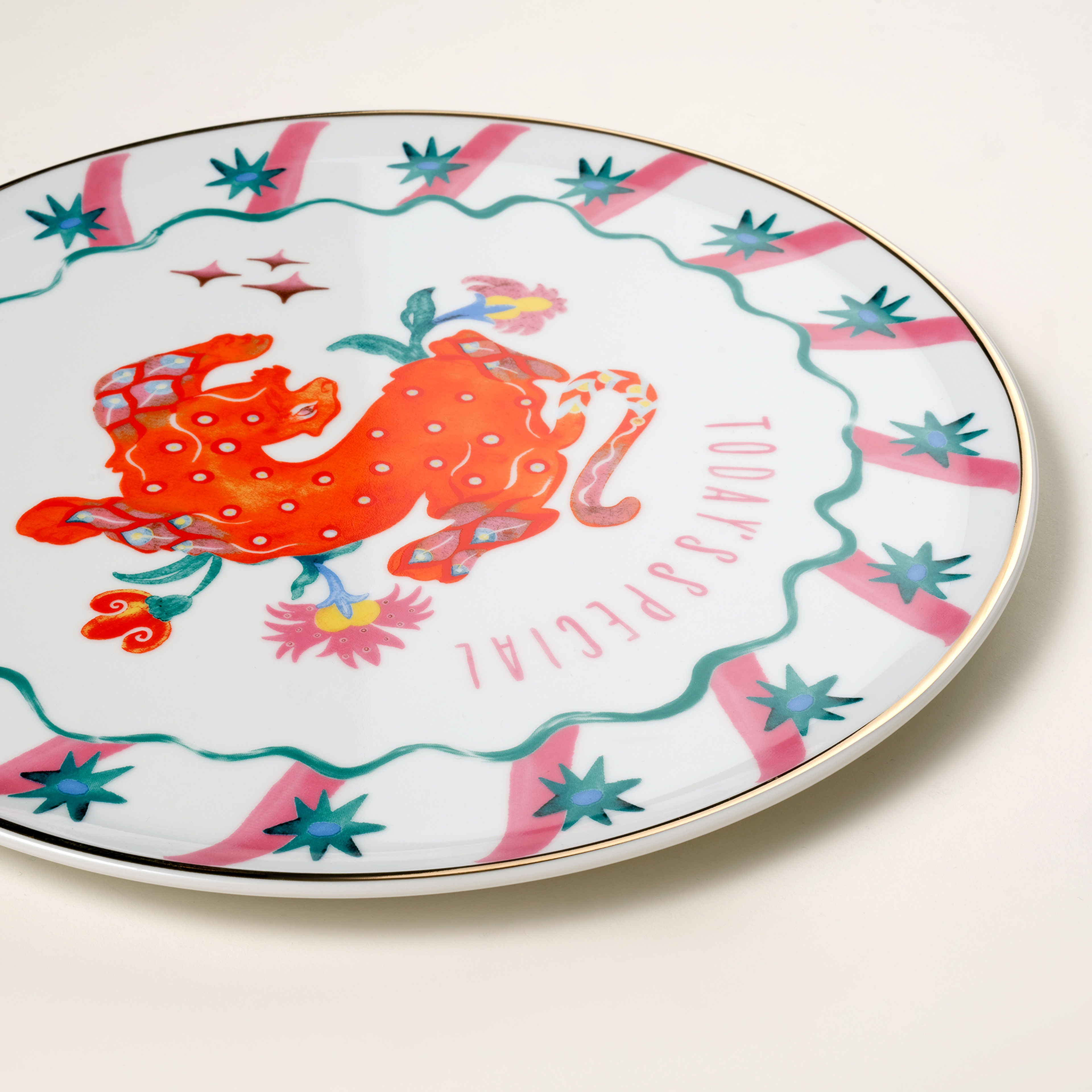 Lublın Porselen Pizza Tabağı 33x33x1.5 Cm Turuncu - Yeşil