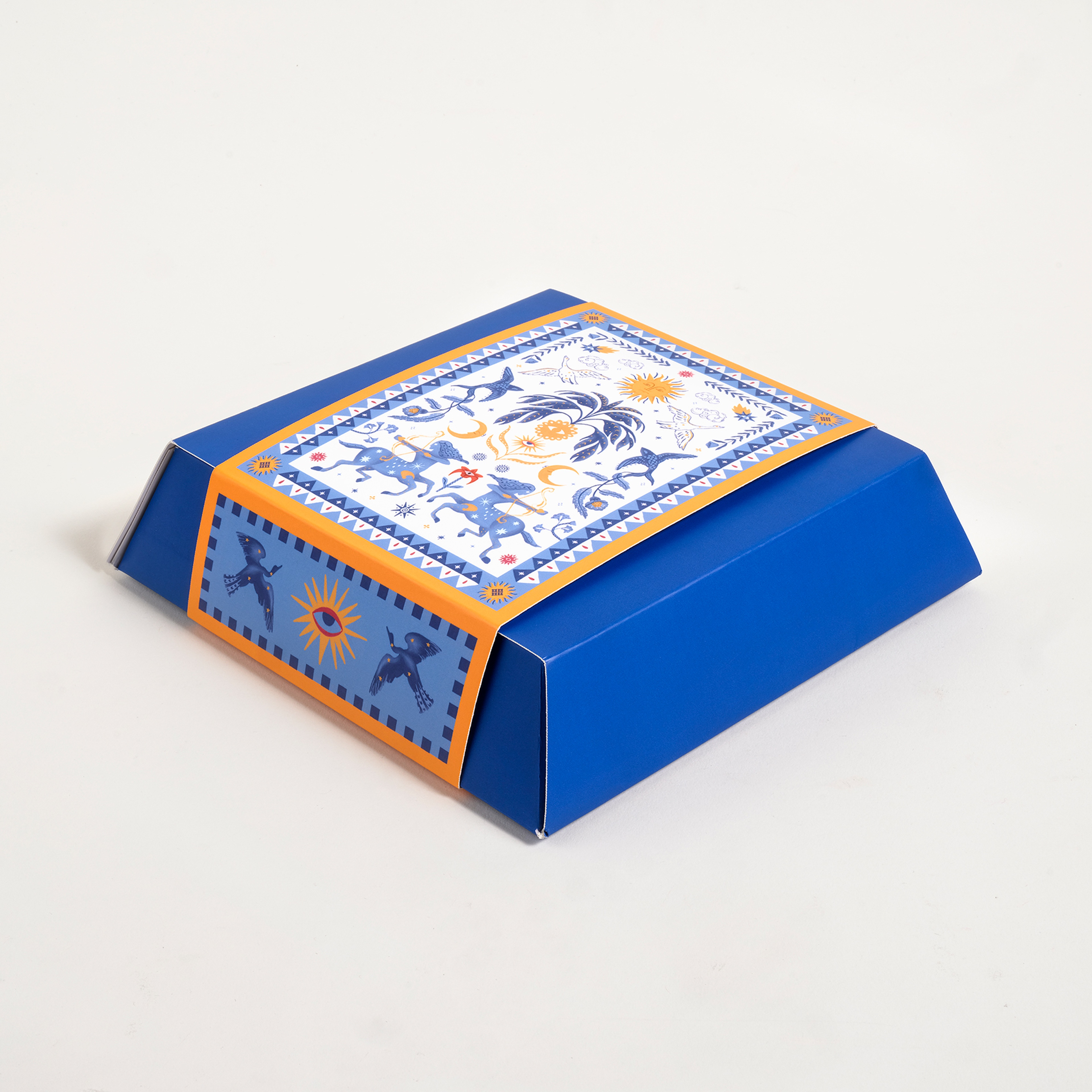 Pera Dijital Baskılı Pamuk Pamuk İpek Pareo 140x140 Cm Beyaz - Mavi