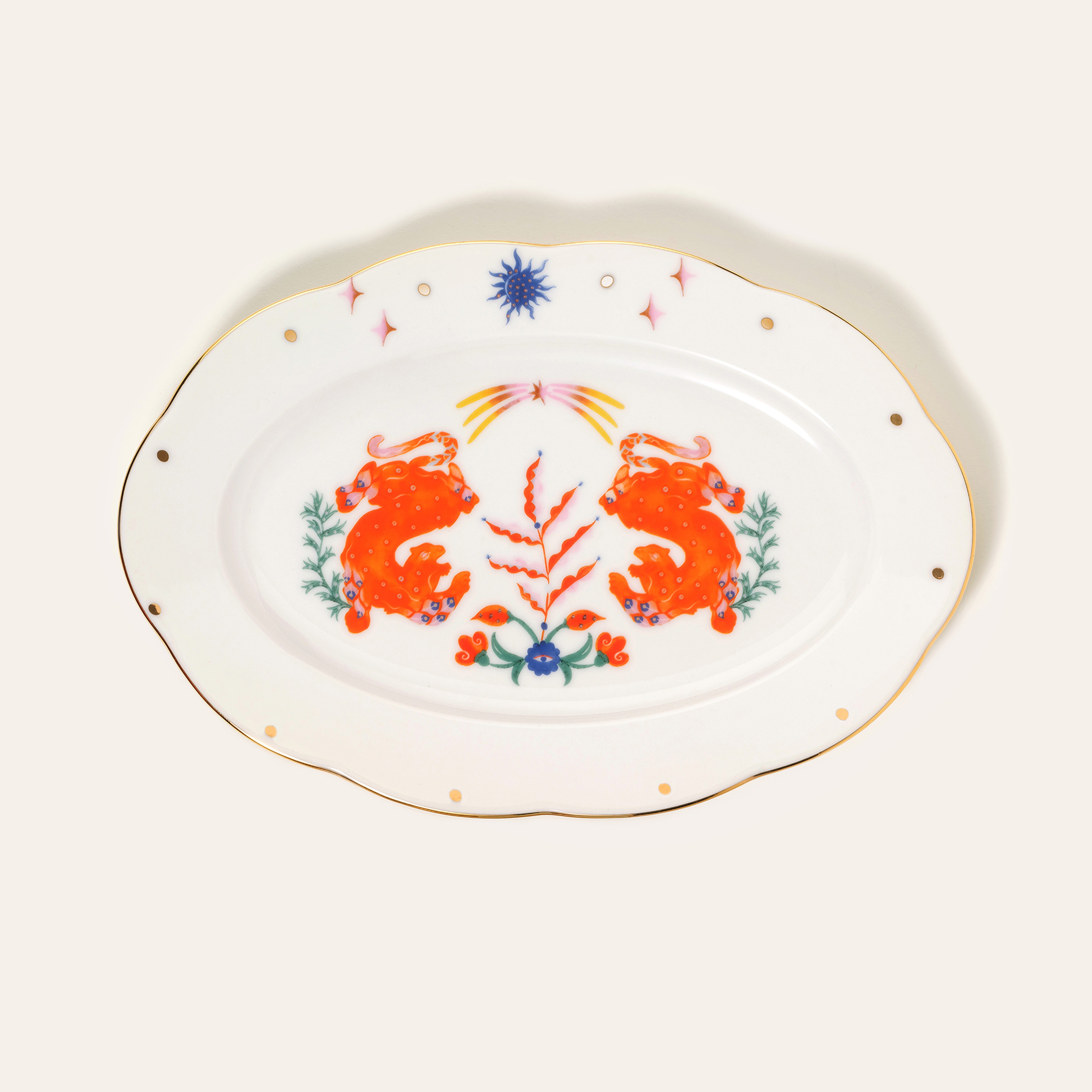 Emet Porselen Oval Tabak 20.5x30x2.6 Cm Renkli