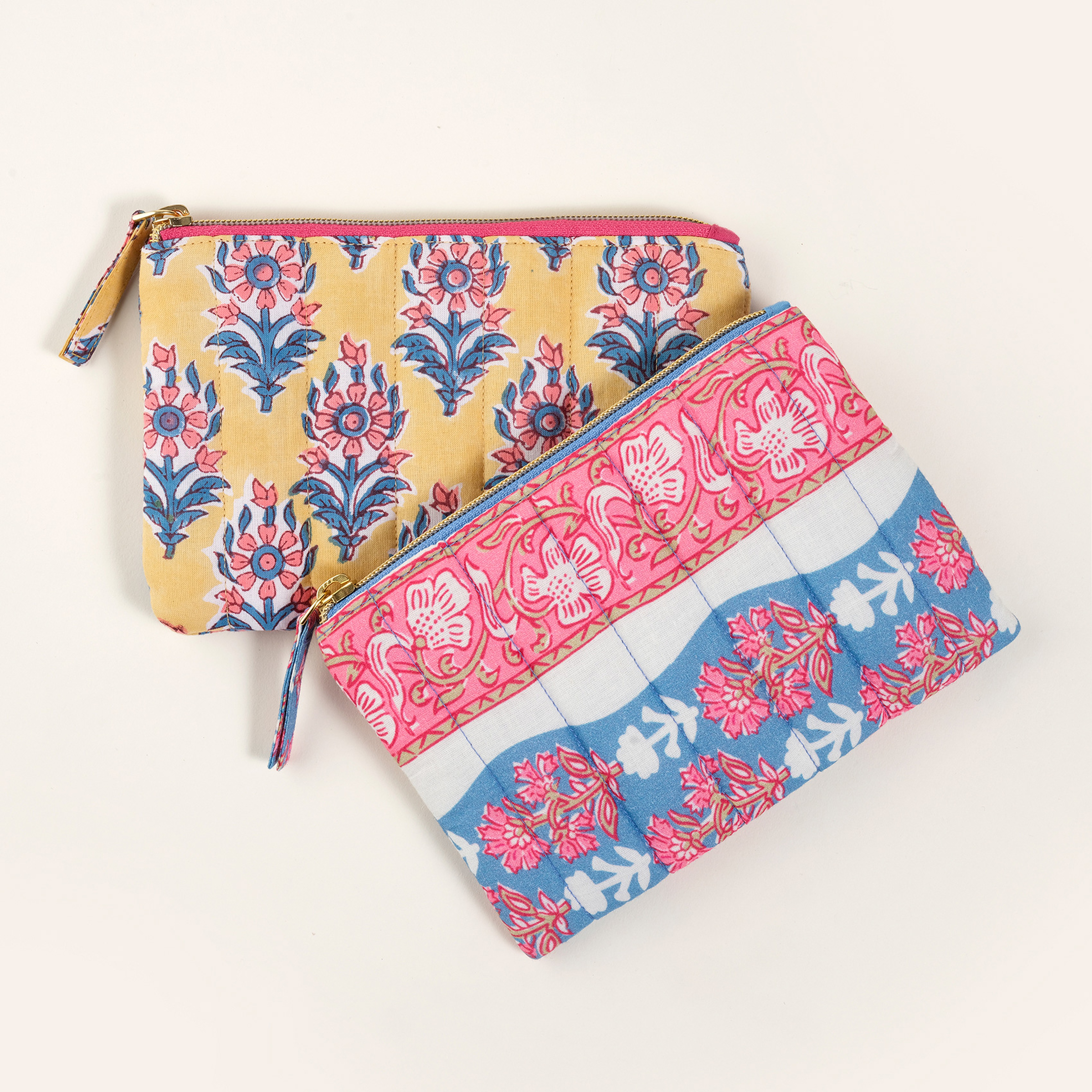 Delhı El Baskısı Pamuk Makyaj Çantası 12x18 Cm Sarı