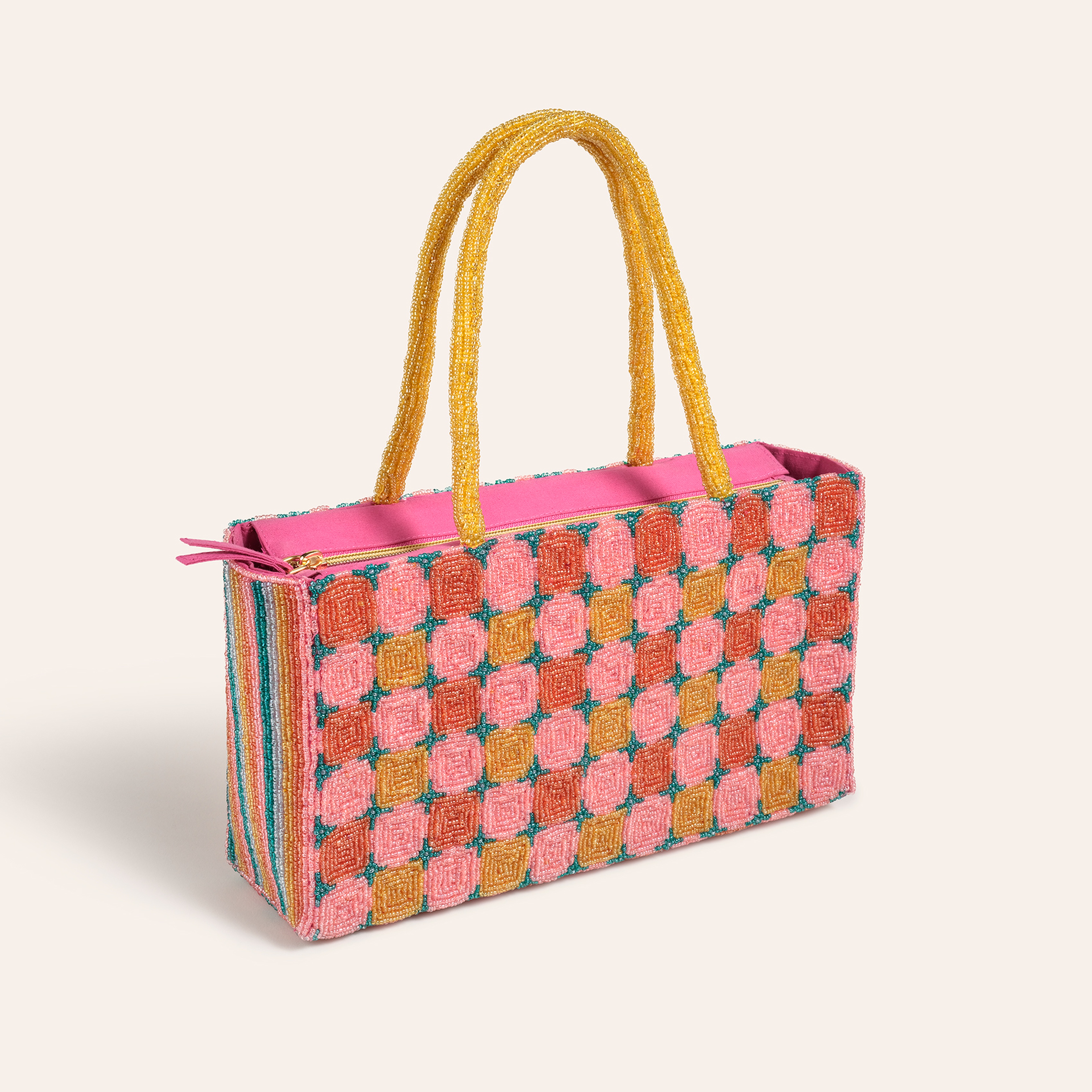 Delhı Boncuklu Pamuk Omuz Çantası 29x16 Cm Renkli