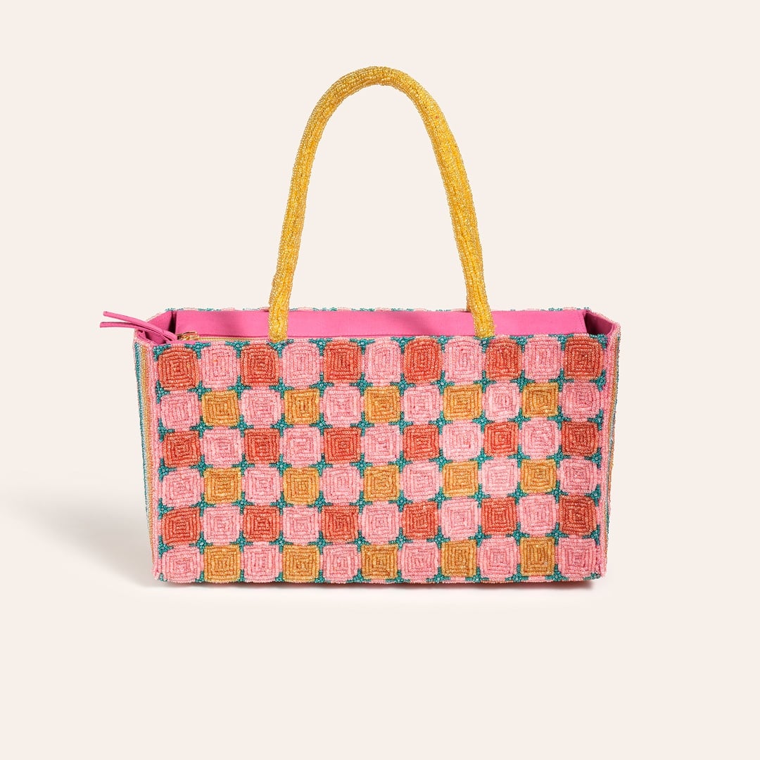 Delhı Boncuklu Pamuk Omuz Çantası 29x16 Cm Renkli