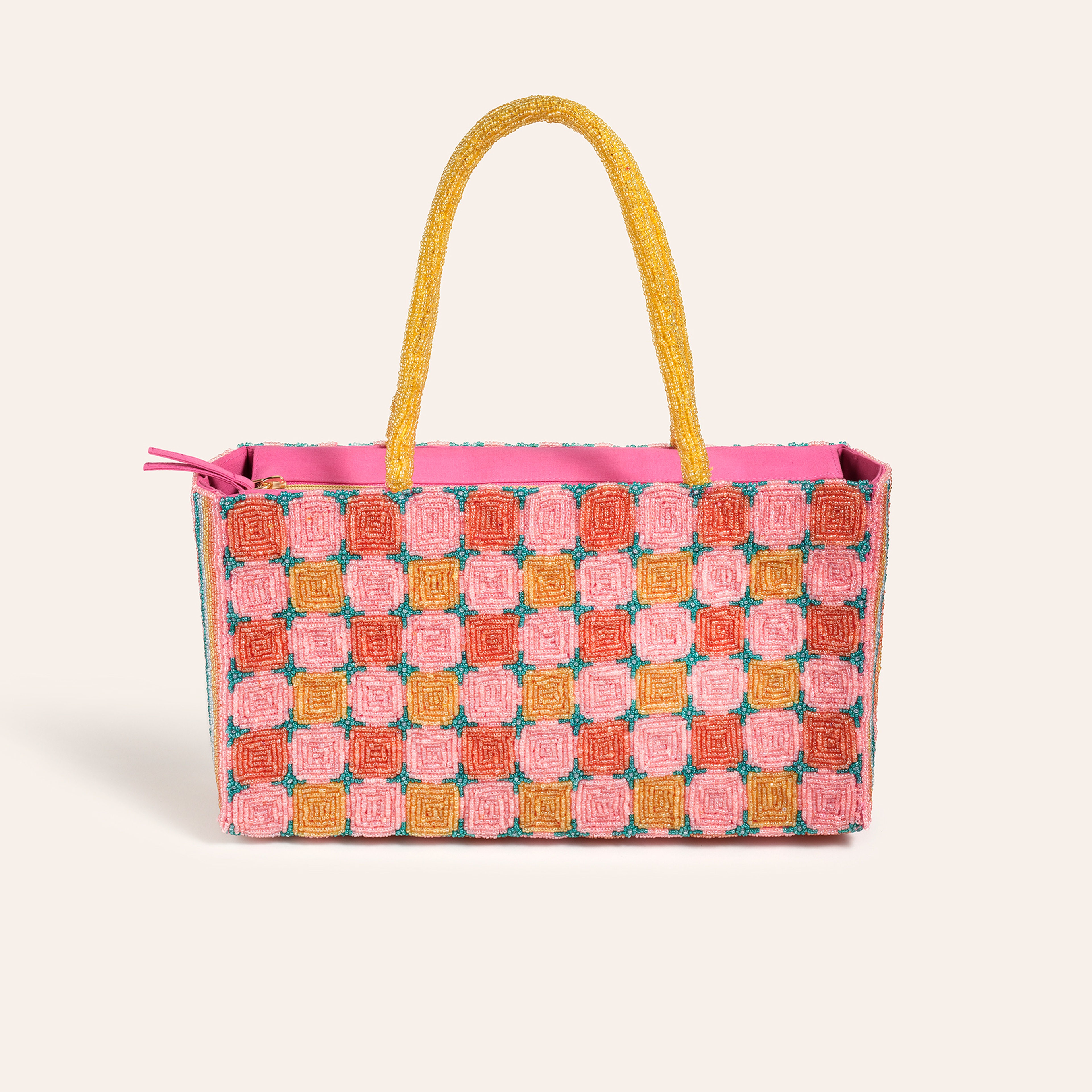 Delhı Boncuklu Pamuk Omuz Çantası 29x16 Cm Renkli