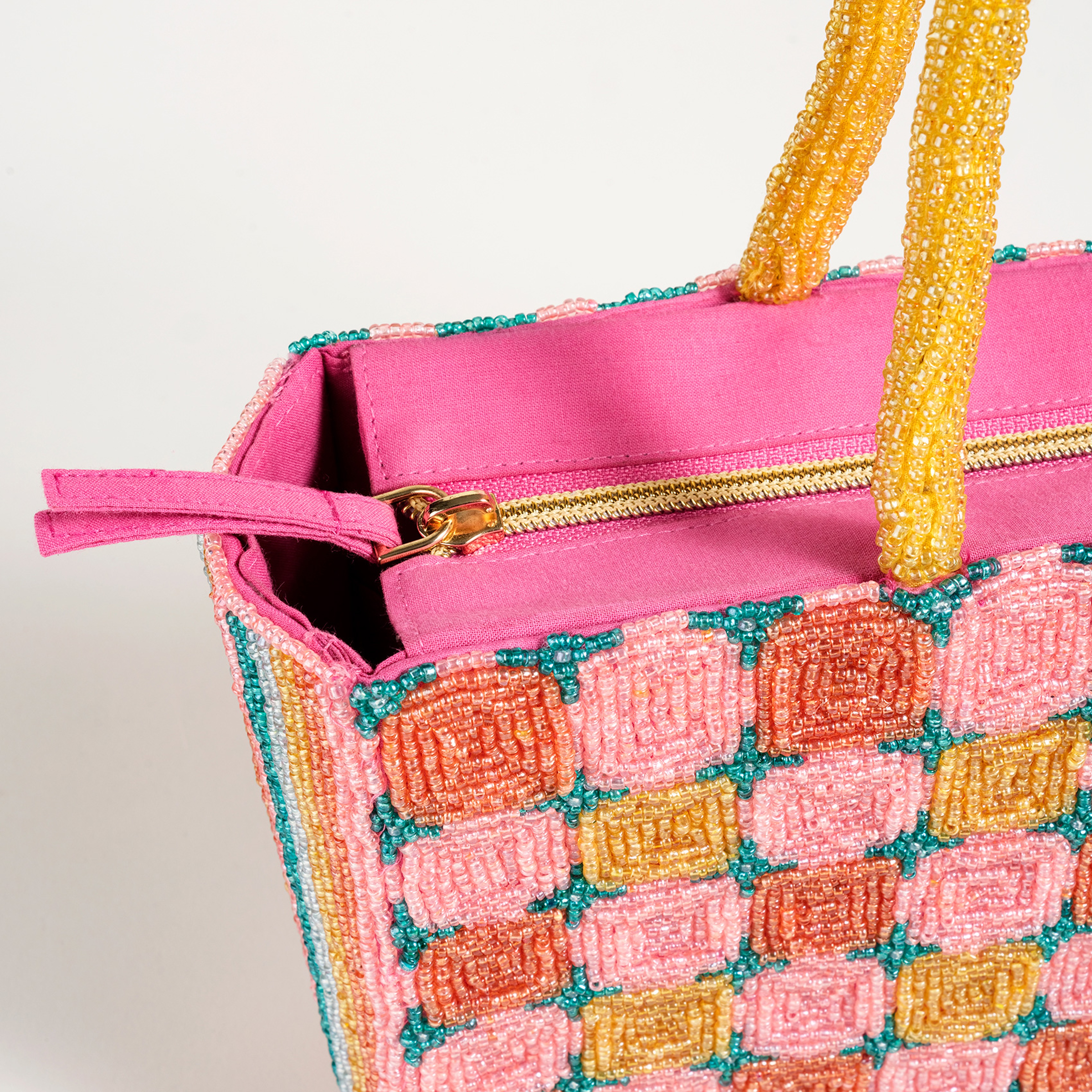 Delhı Boncuklu Pamuk Omuz Çantası 29x16 Cm Renkli