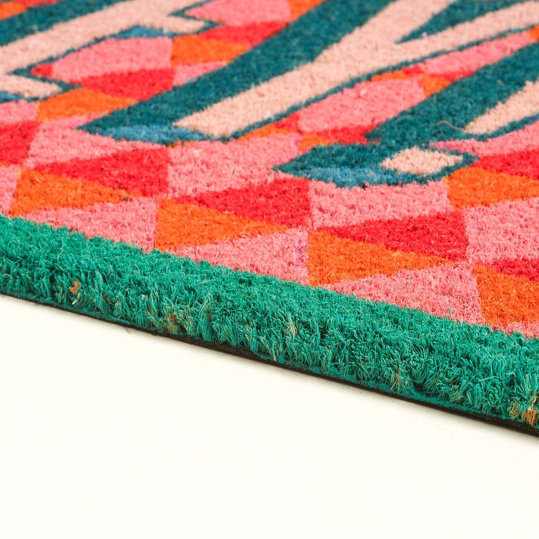 Kerala Coır Kapı Önü Paspası 45x75 Cm Kırmızı - Pembe