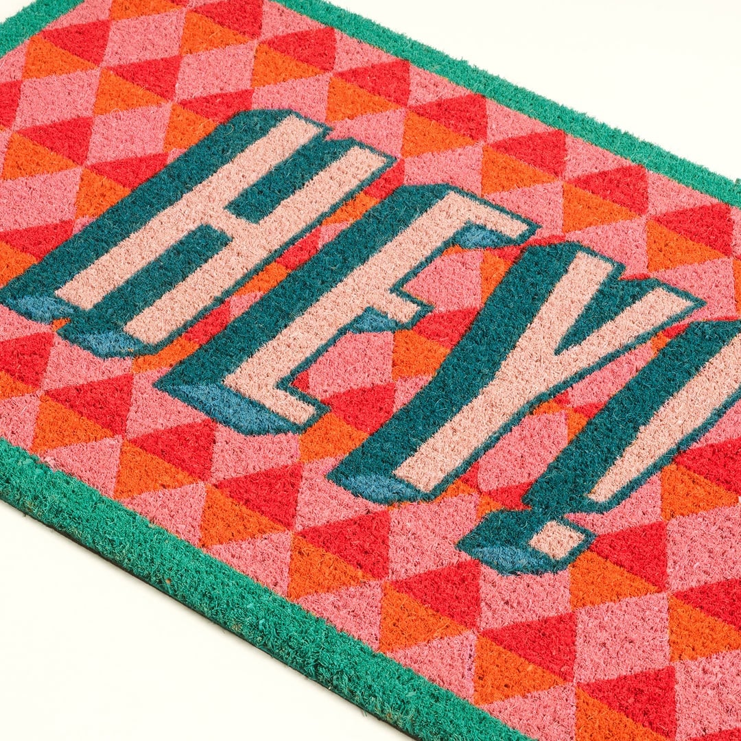 Kerala Coır Kapı Önü Paspası 45x75 Cm Kırmızı - Pembe