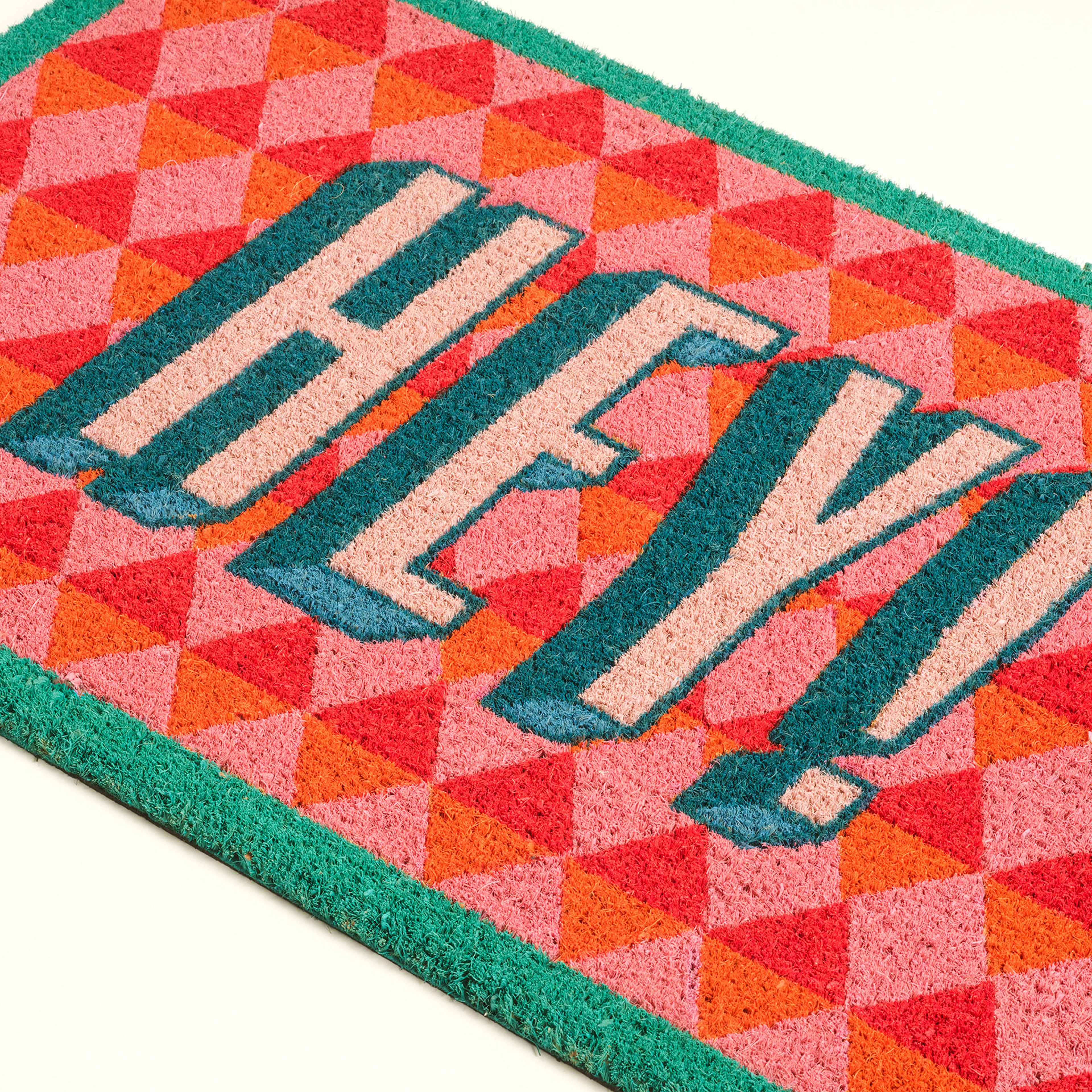 Kerala Coır Kapı Önü Paspası 45x75 Cm Kırmızı - Pembe