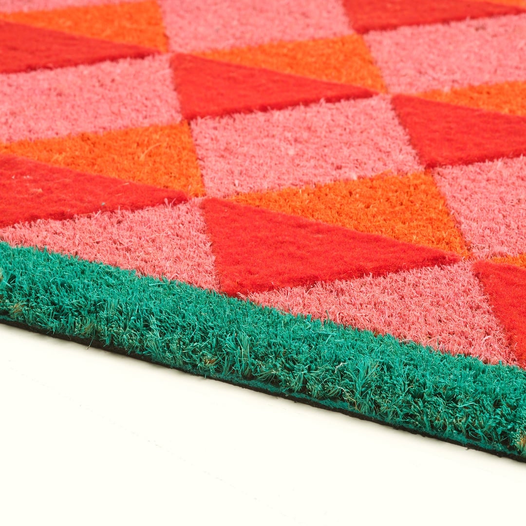 Kerala Coır Kapı Önü Paspası 45x75 Cm Kırmızı - Pembe