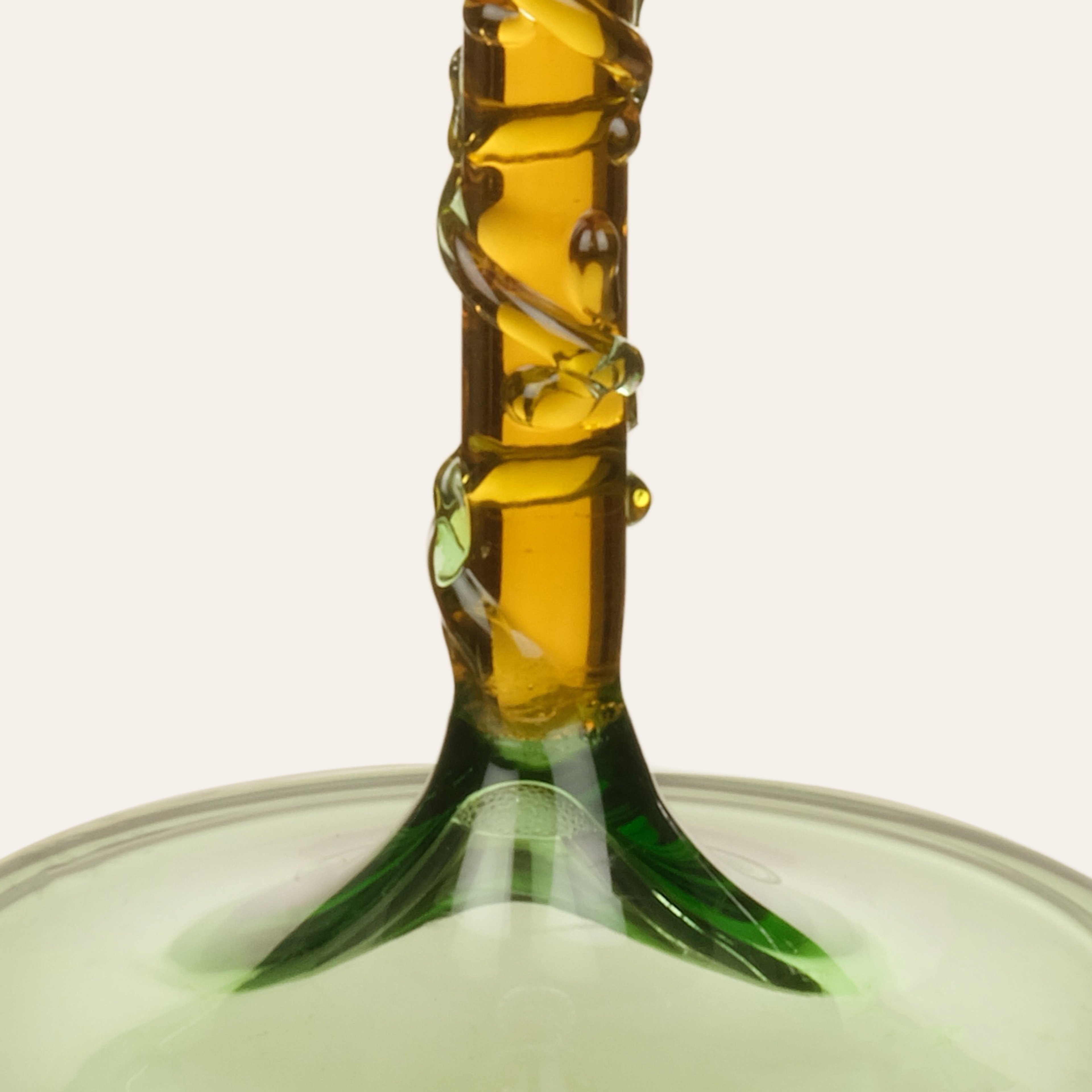 Nanjıng Borosilikat Cam Şamdan 7x7x15 Cm Sarı - Yeşil