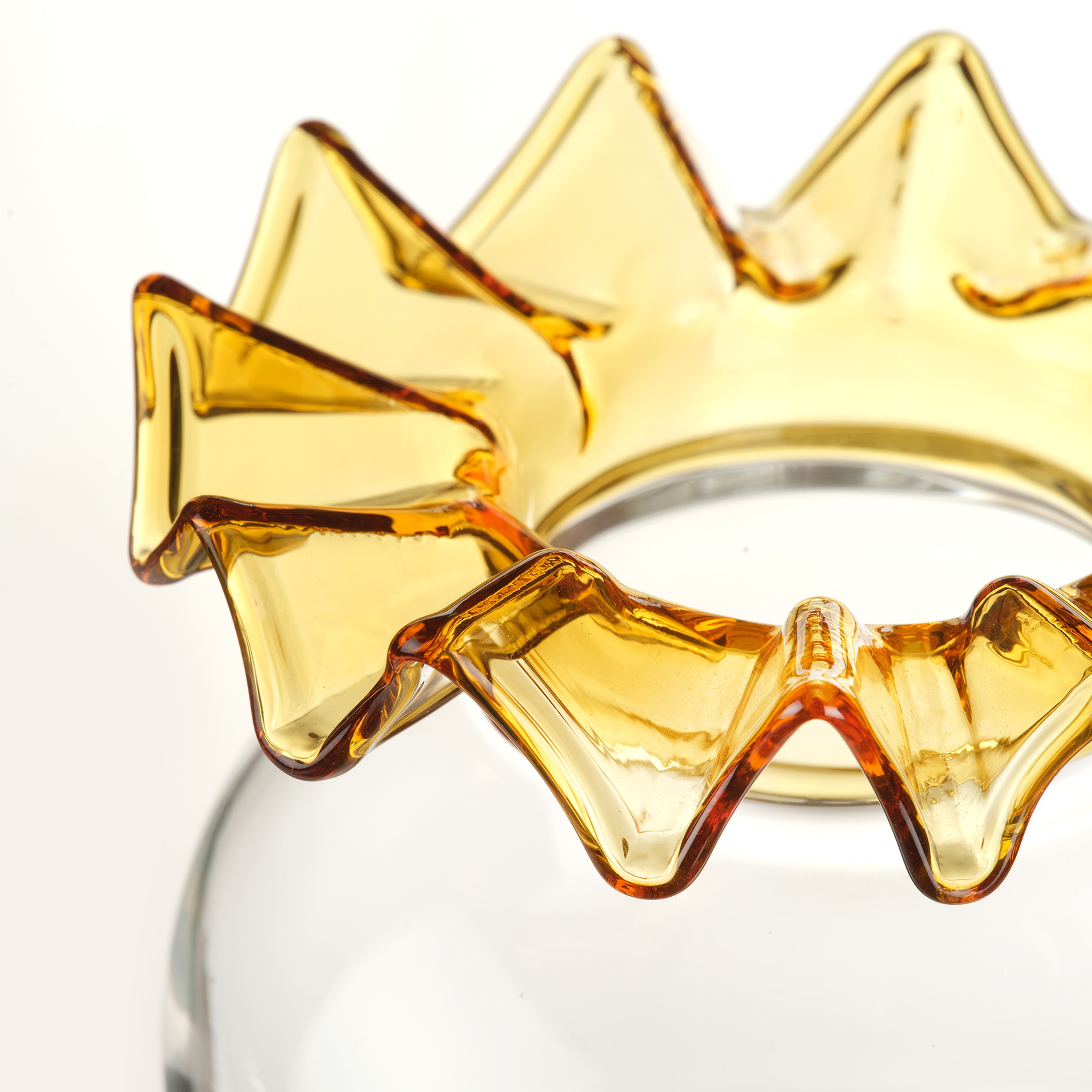 Nanjıng Borosilikat Cam Vazo 10x10x13 Cm Sarı - Beyaz