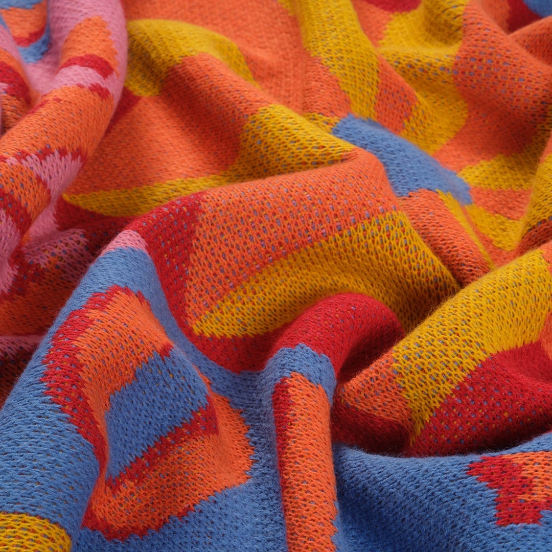 Moda Jakarlı Örme Akrilik Koltuk Şalı 130x170 Cm Renkli