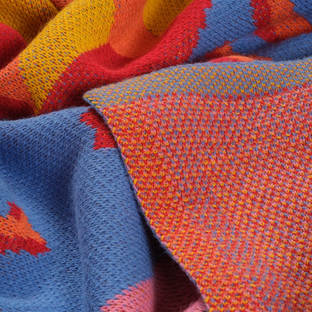 Moda Jakarlı Örme Akrilik Koltuk Şalı 130x170 Cm Renkli