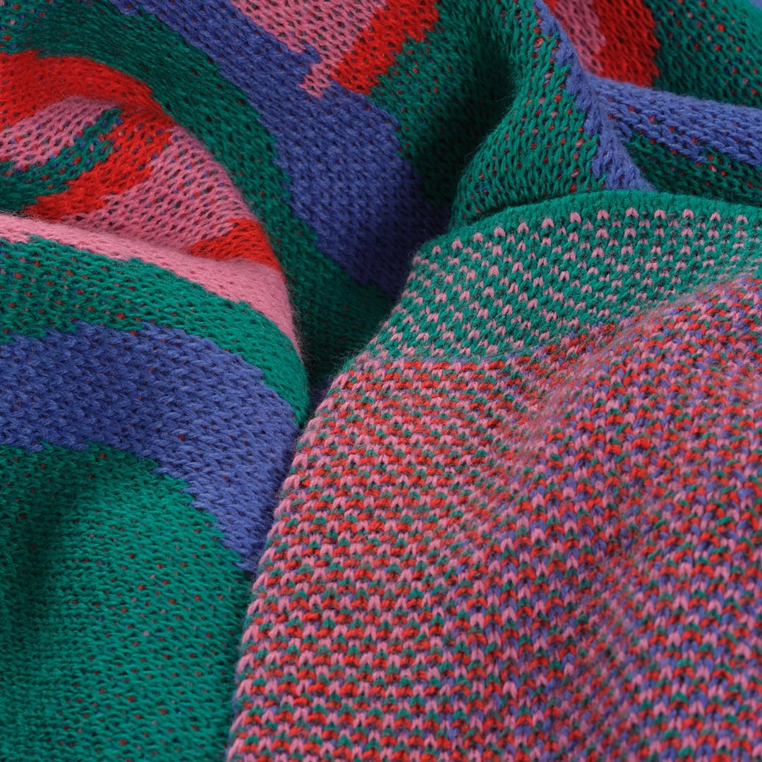 Moda Jakarlı Örme Akrilik Koltuk Şalı 130x170 Cm Renkli