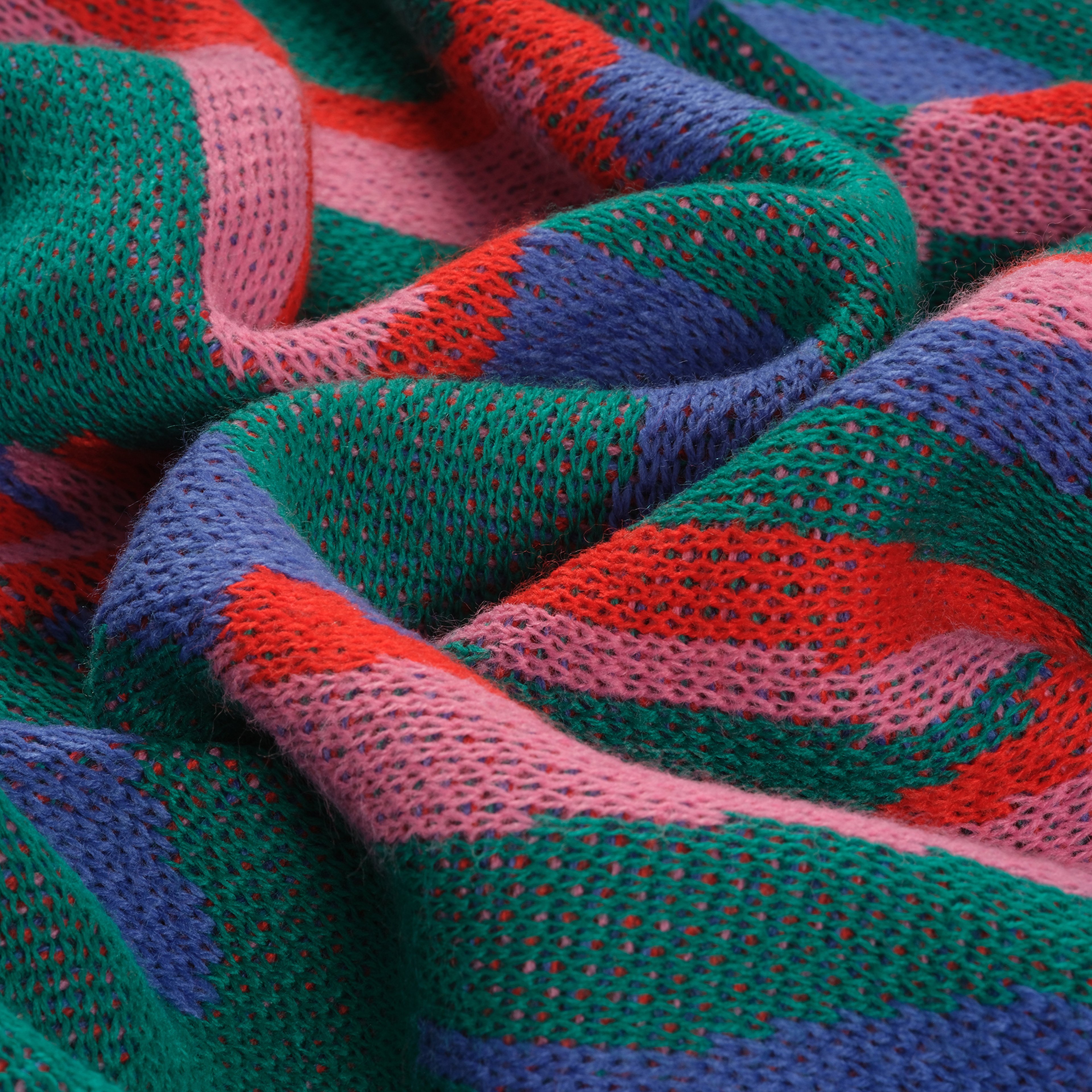 Moda Jakarlı Örme Akrilik Koltuk Şalı 130x170 Cm Renkli