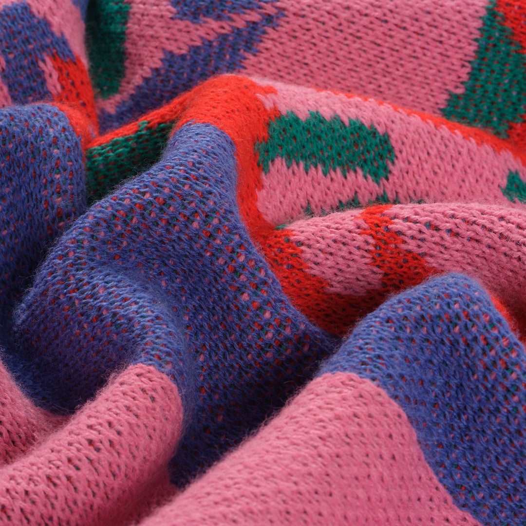 Moda Jakarlı Örme Akrilik Koltuk Şalı 130x170 Cm Renkli