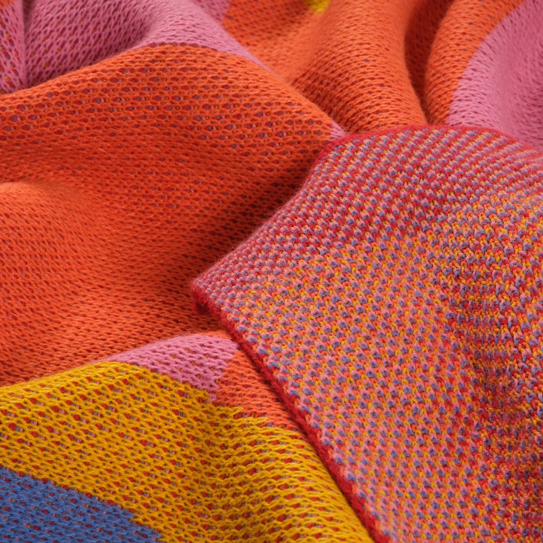 Moda Jakarlı Örme Akrilik Koltuk Şalı 130x170 Cm Renkli