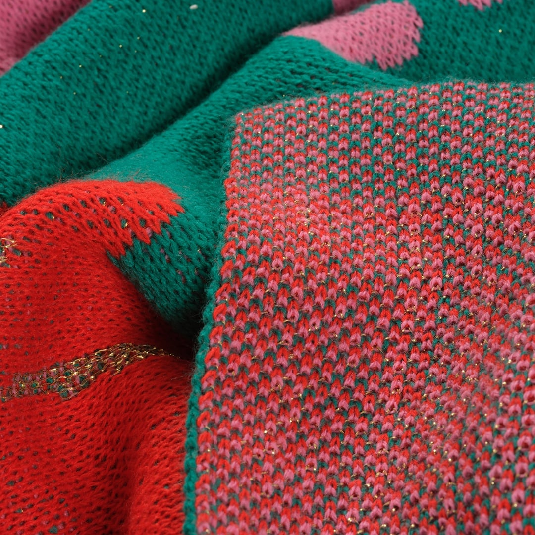 Moda Jakarlı Örme Akrilik Koltuk Şalı 130x170 Cm Renkli