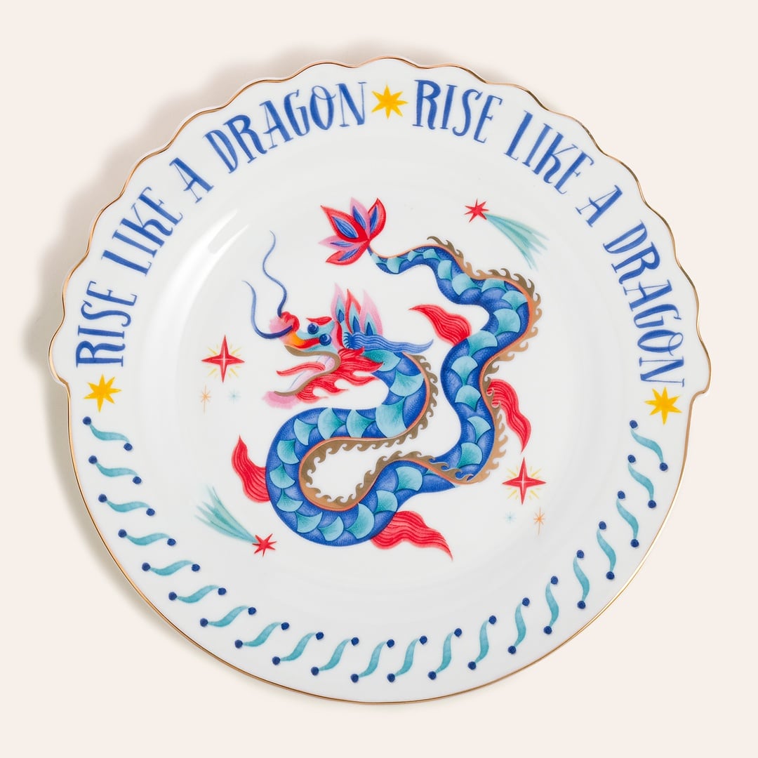 Luohu Porselen Pasta Tabağı 20 Cm Renkli