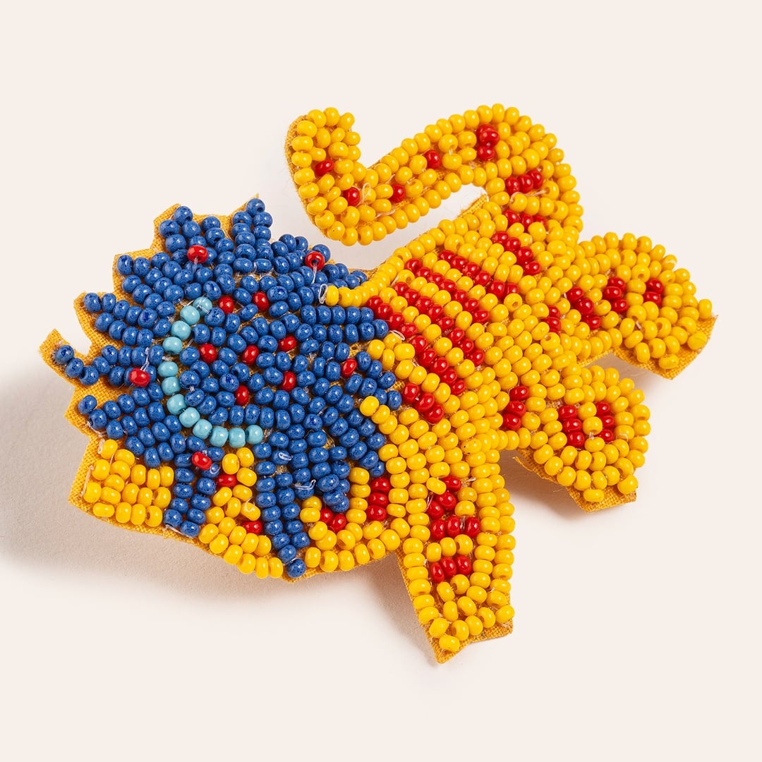 Dadrı Broş 7.5x6.5 Cm Sarı - Mavi