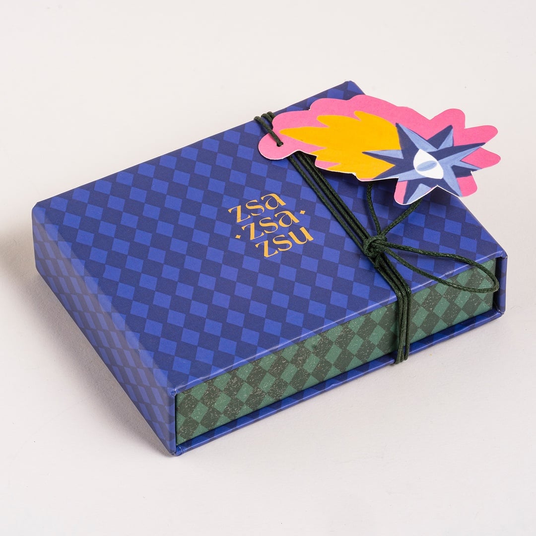 Dadrı Broş 4x8 Cm Mavi - Sarı