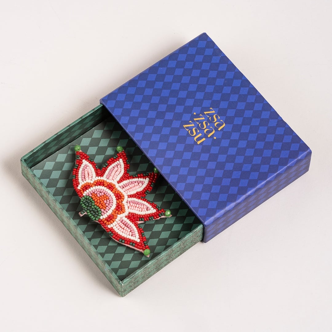 Dadrı Broş - Turuncu - Pembe