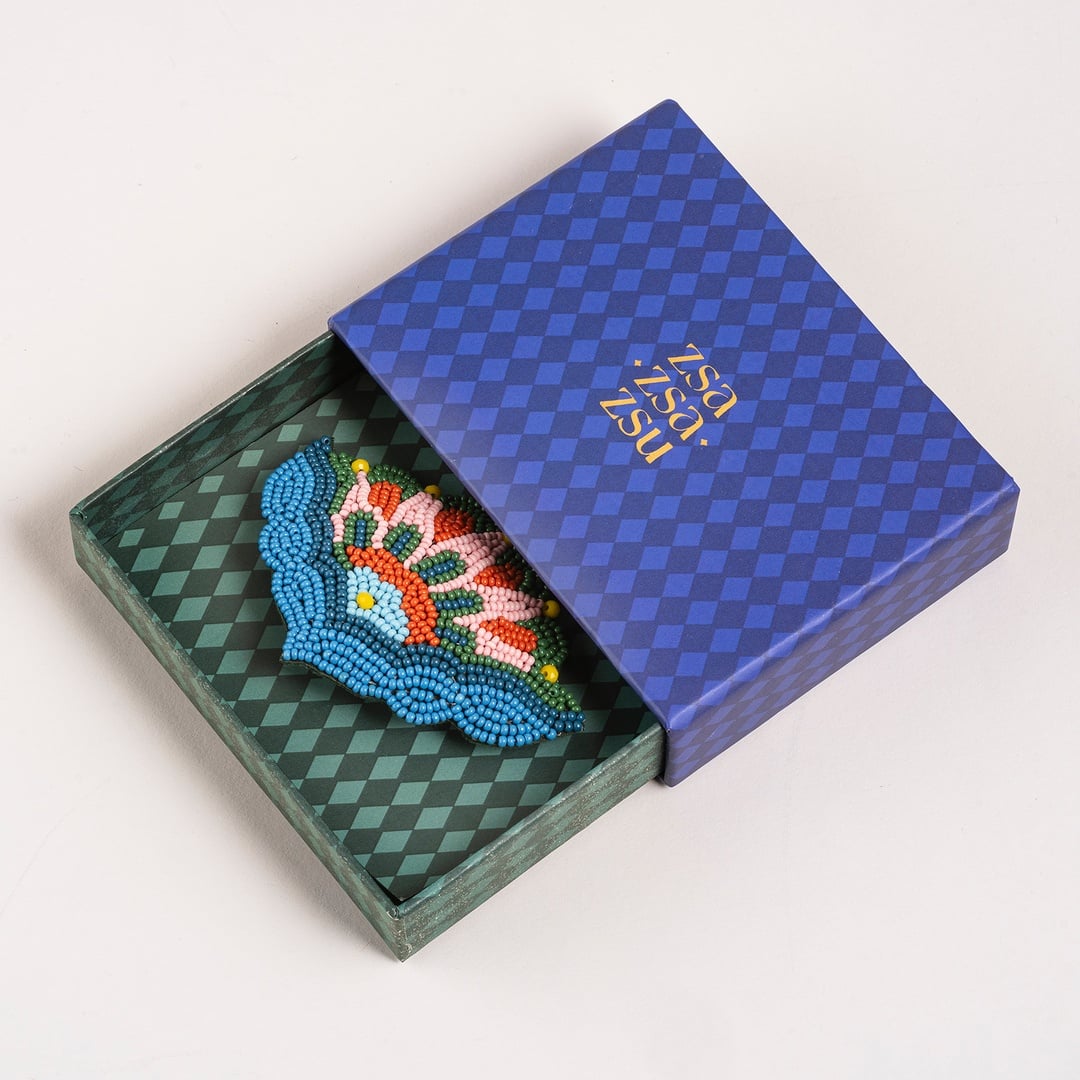 Dadrı Broş - Mavi - Pembe