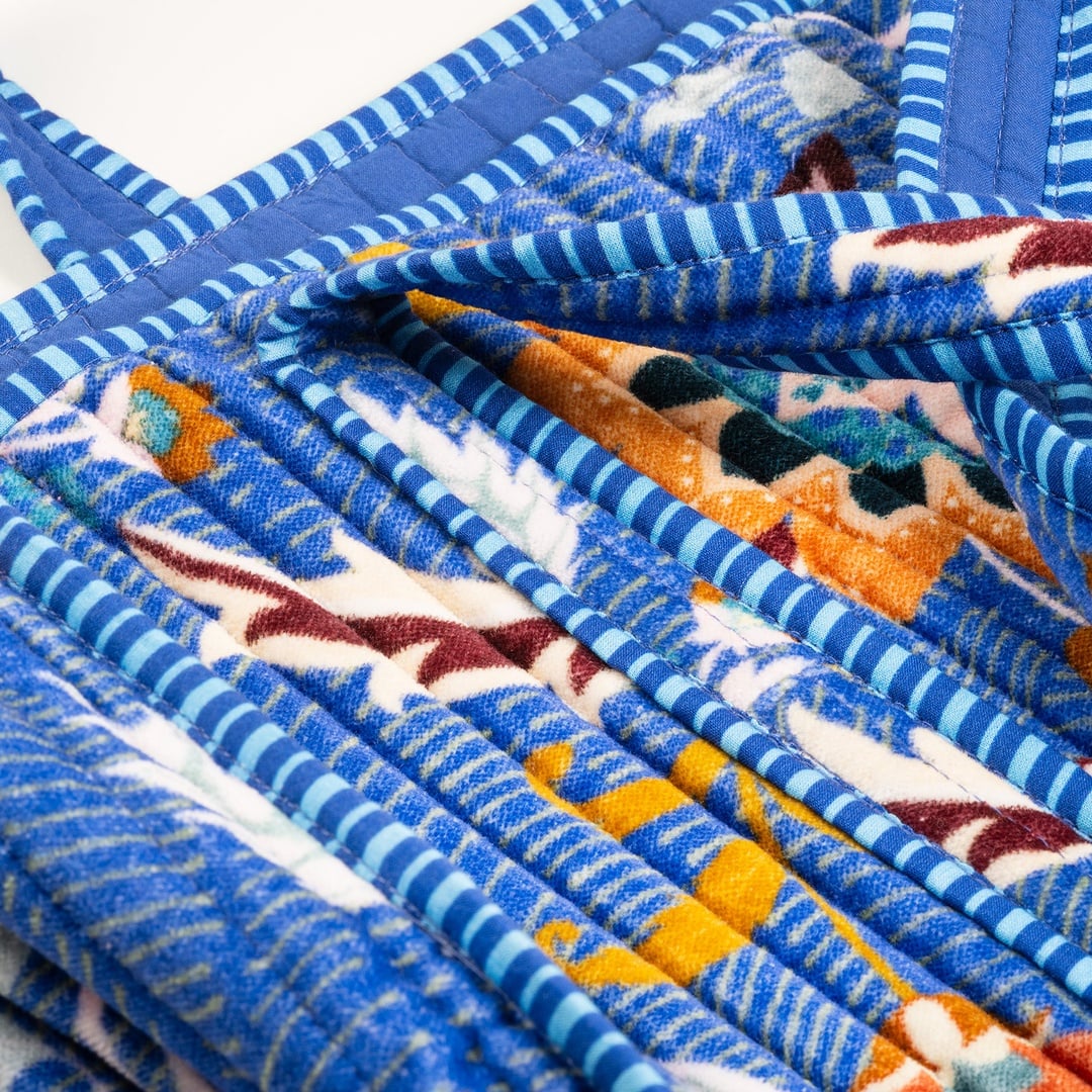 Rajpath Baskılı Kadife Pamuk Çanta - Koyu Mavi