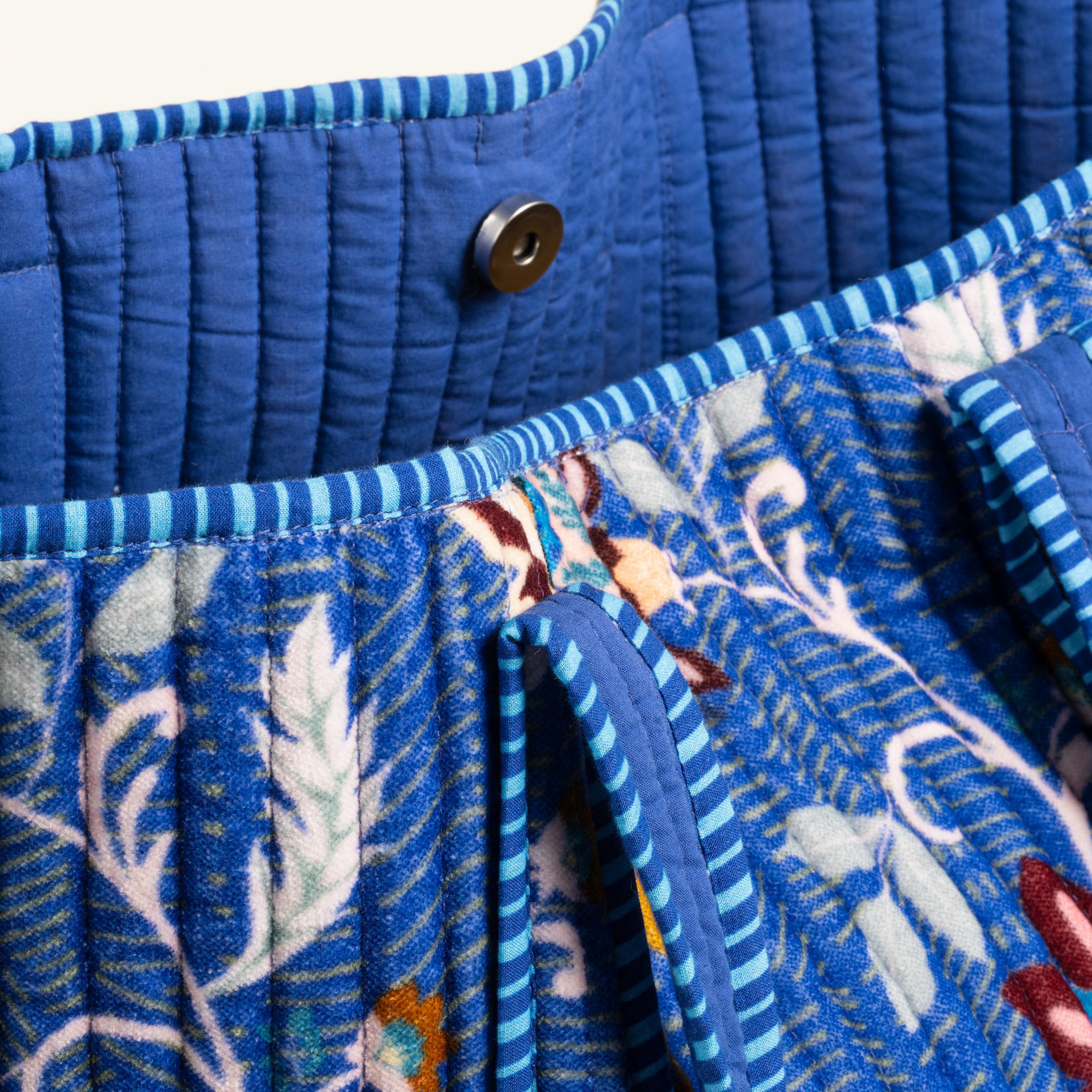 Rajpath Baskılı Kadife Pamuk Çanta - Koyu Mavi