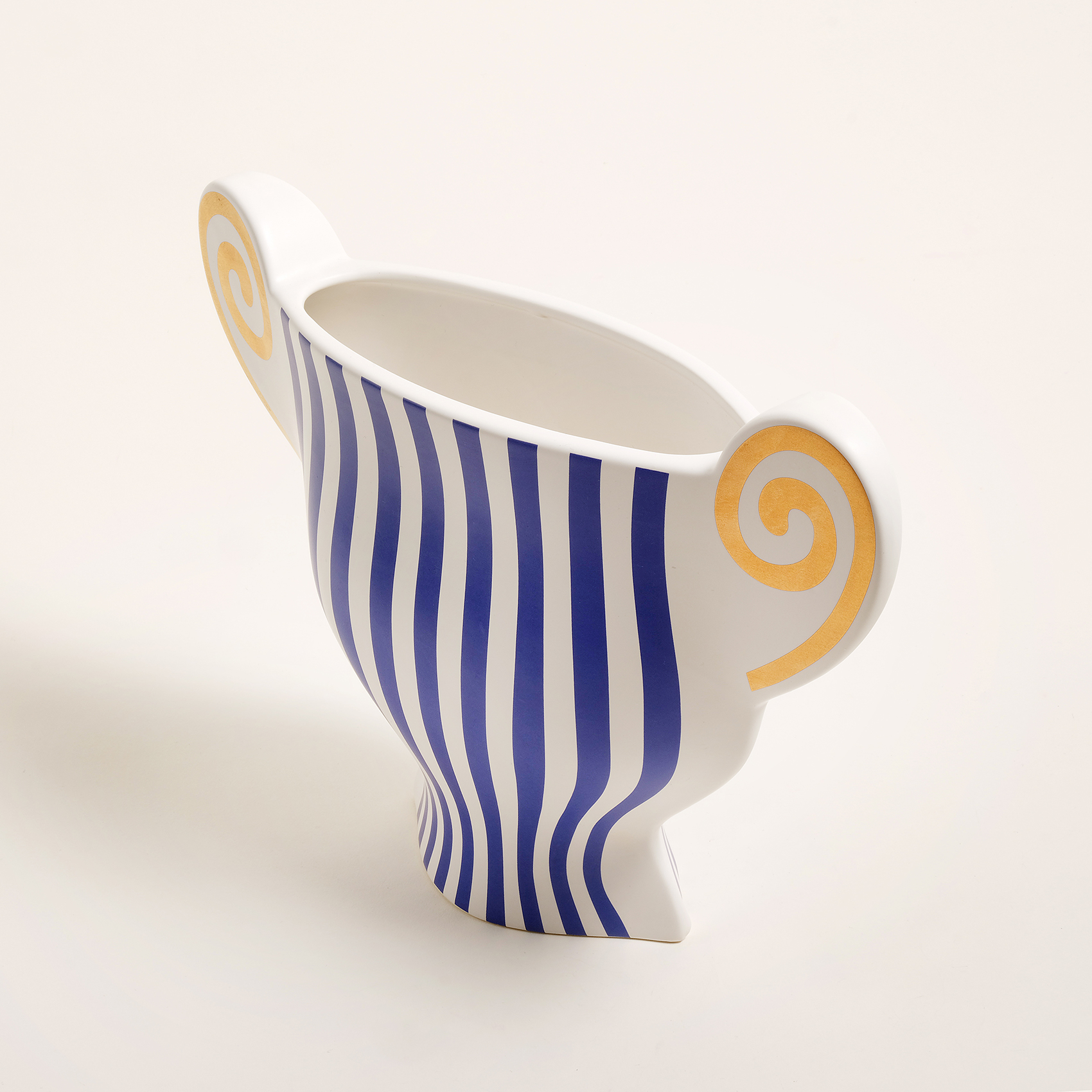 Longhu Seramik Vazo 33x10x22 Cm Mavi - Altın