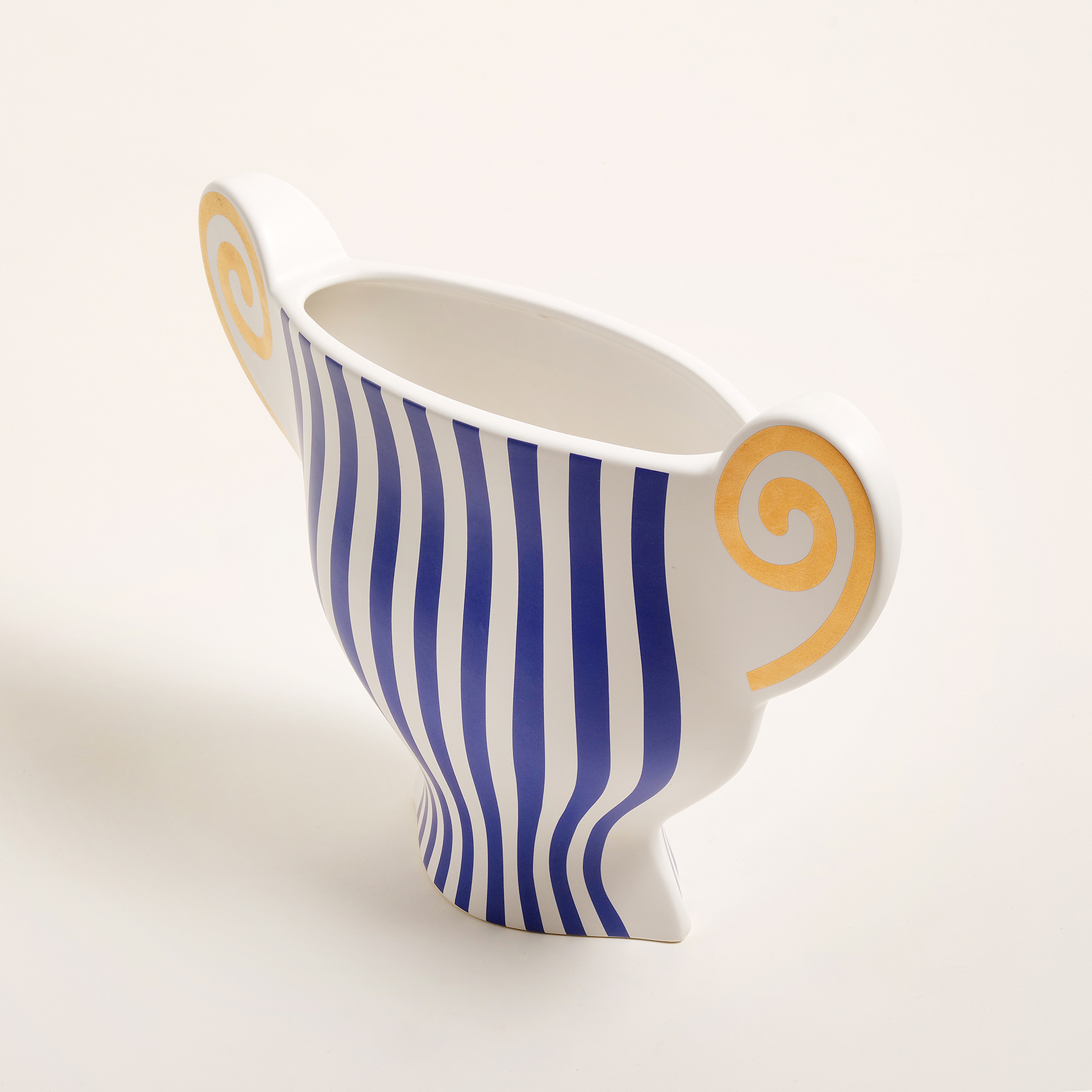 Longhu Seramik Vazo 33x10x22 Cm Mavi - Altın