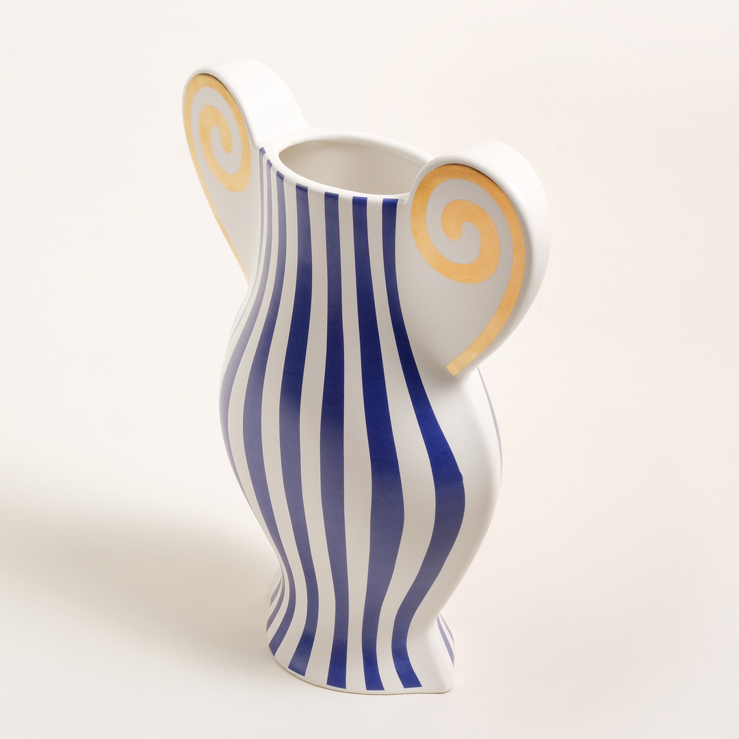 Longhu Seramik Vazo 24x10x29 Cm Mavi - Altın