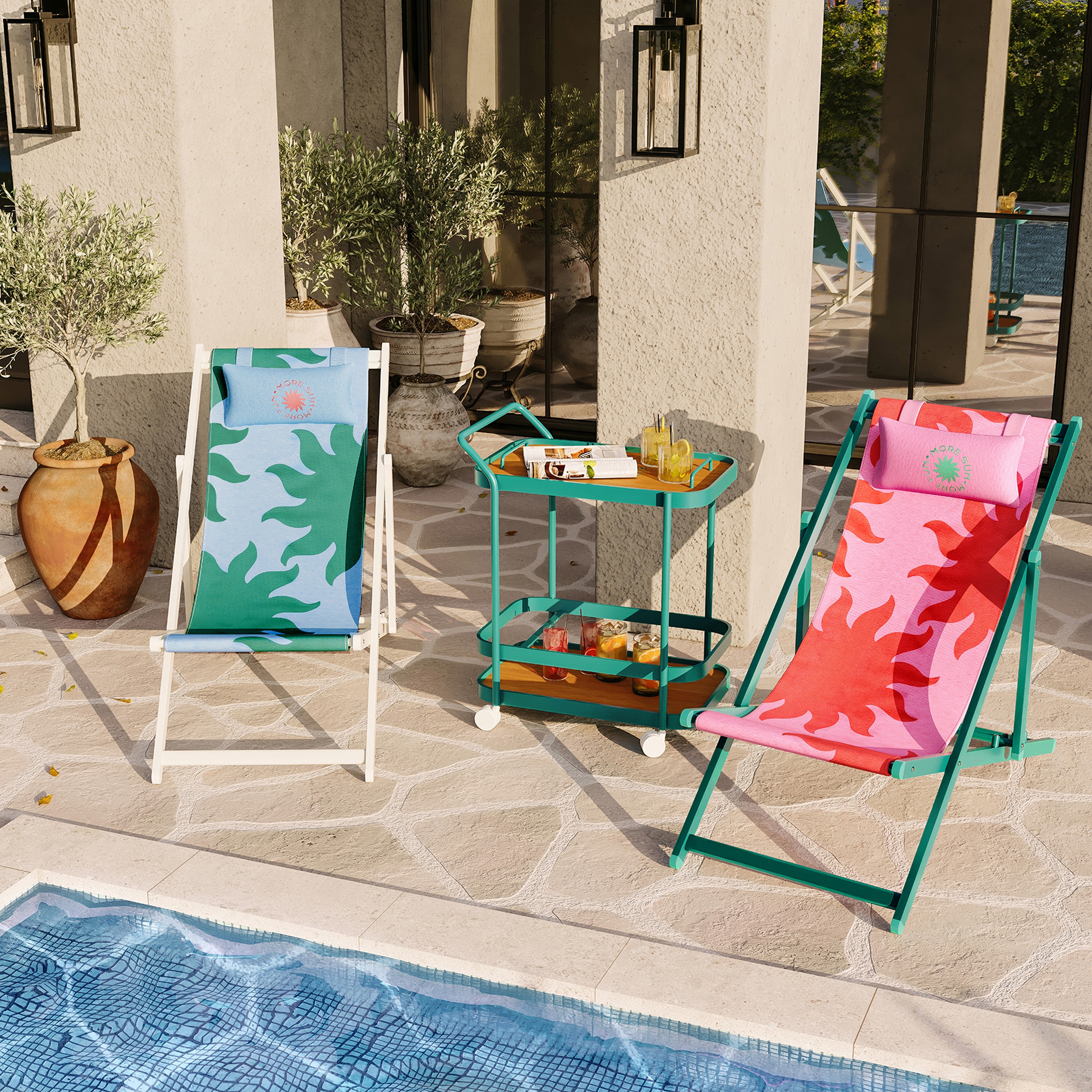 Como Alumınyum / Outdoor Fabrıc Polyester Şezlong 65x137x100 Cm Fuşya