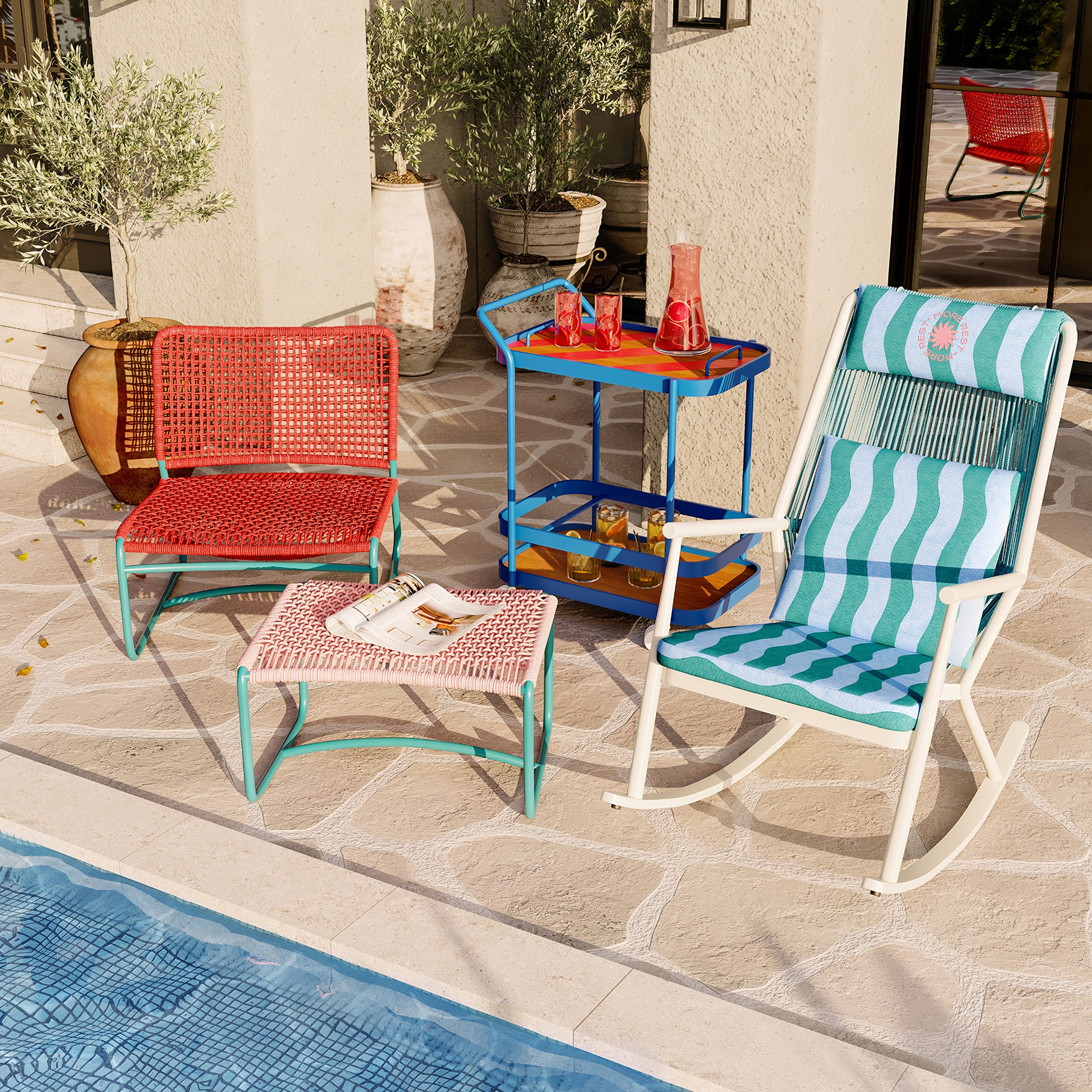 Como Alumınyum / Outdoor Fabrıc Polyester Sandalye 63x112x94 Cm Yeşil