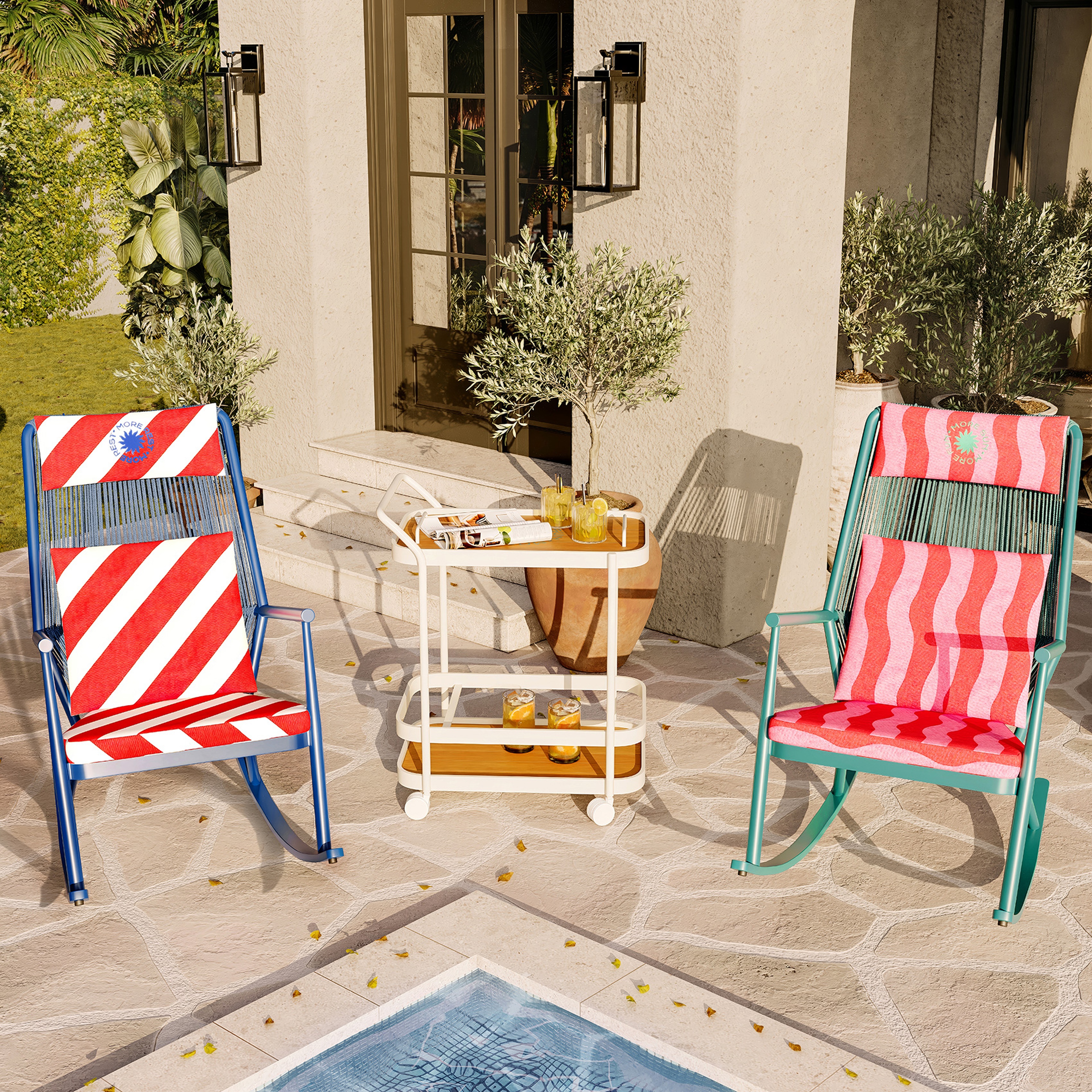 Como Alumınyum / Outdoor Fabrıc Polyester Sandalye 63x112x94 Cm Kırmızı